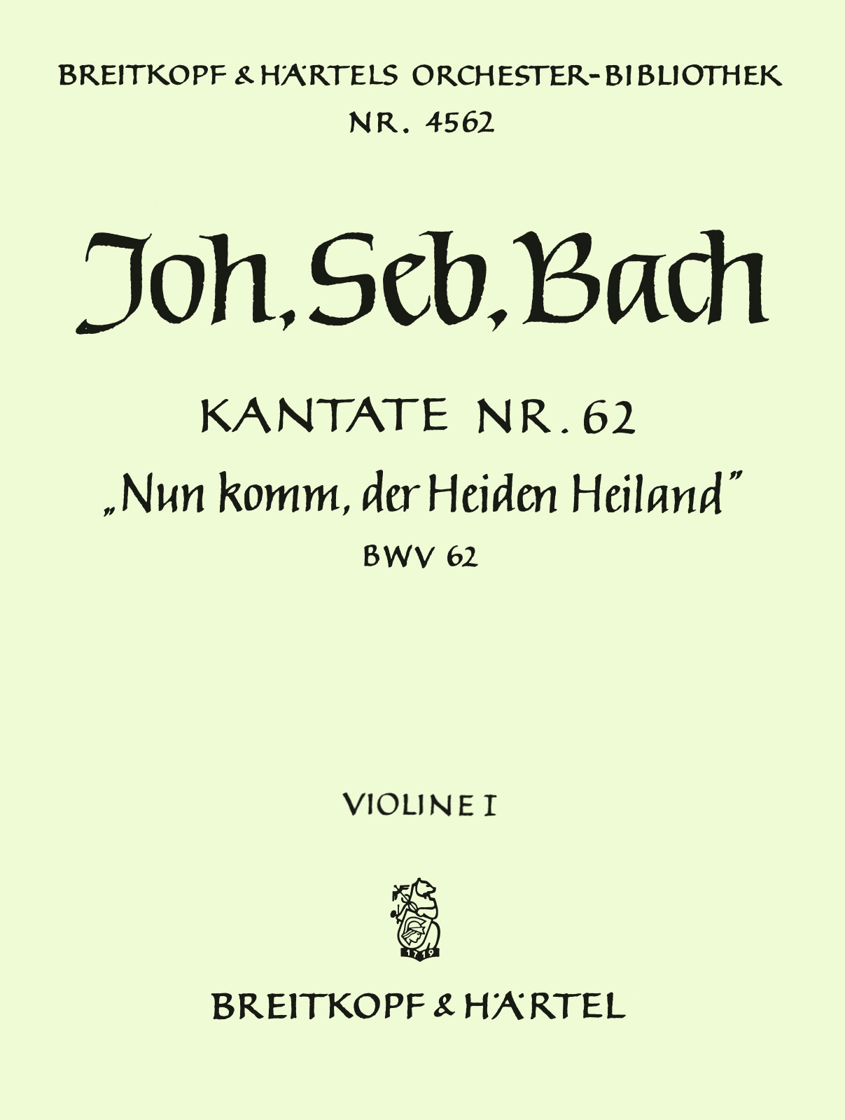 OB 4562-15 - Cantata BWV 62 “Come Thou, the world’s Redeemer” - Cover