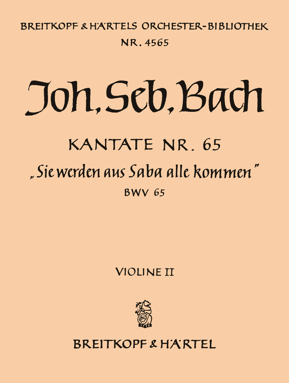 OB 4565-16 - Cantata BWV 65 “From Sheba to Thee shall all men come forth” - Cover
