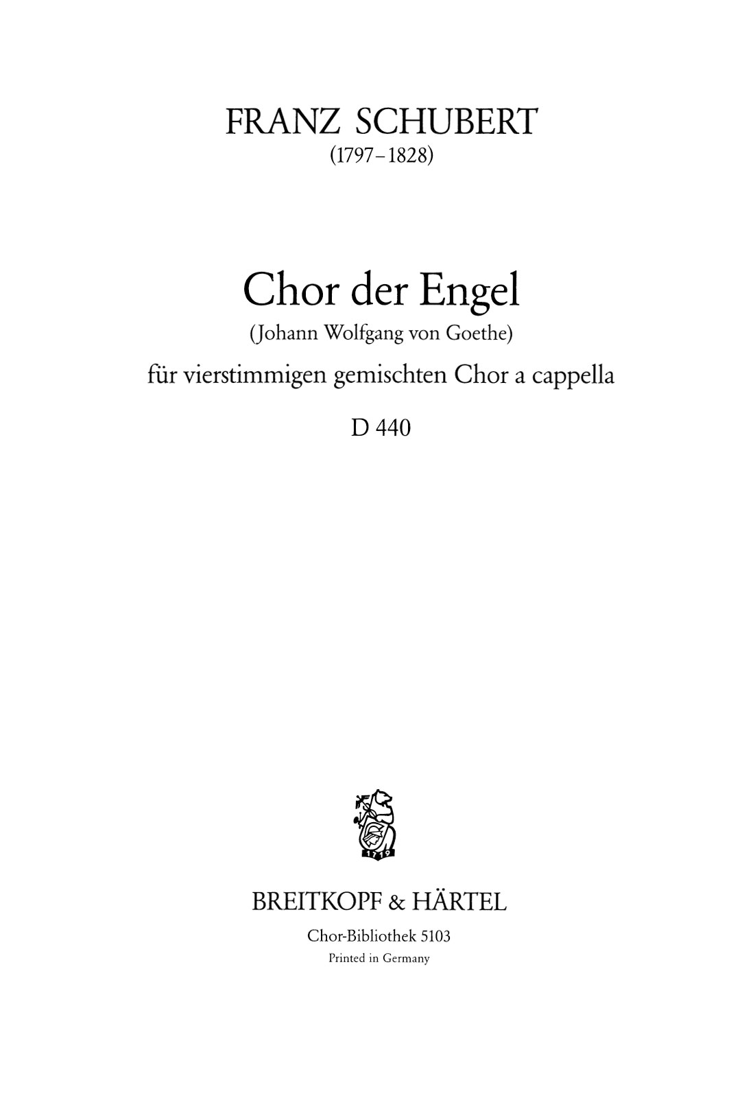 Franz Schubert - Chor der Engel D 440 - Cover