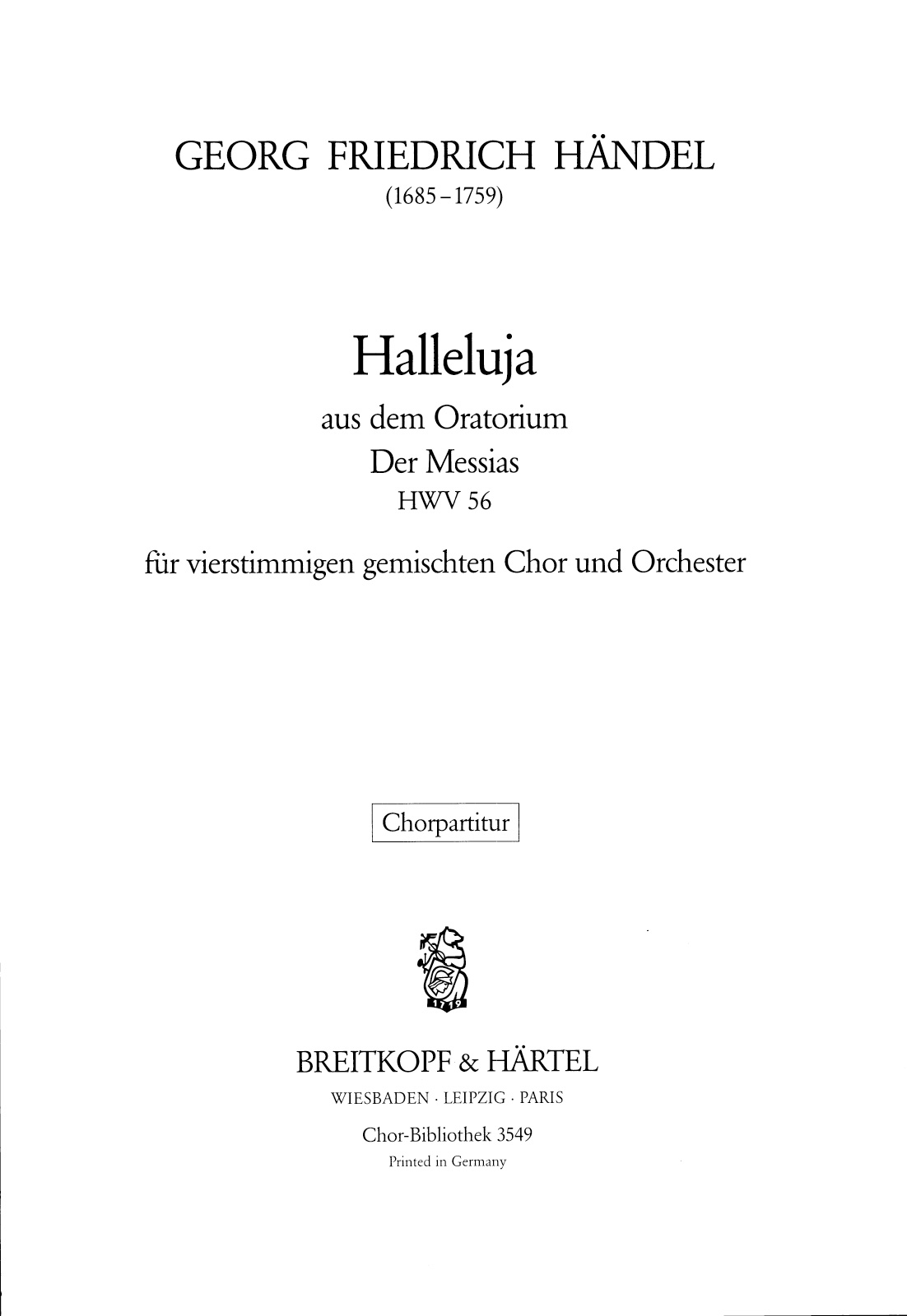 ChB 3549 - Halleluja aus „Der Messias“ HWV 56 - Cover