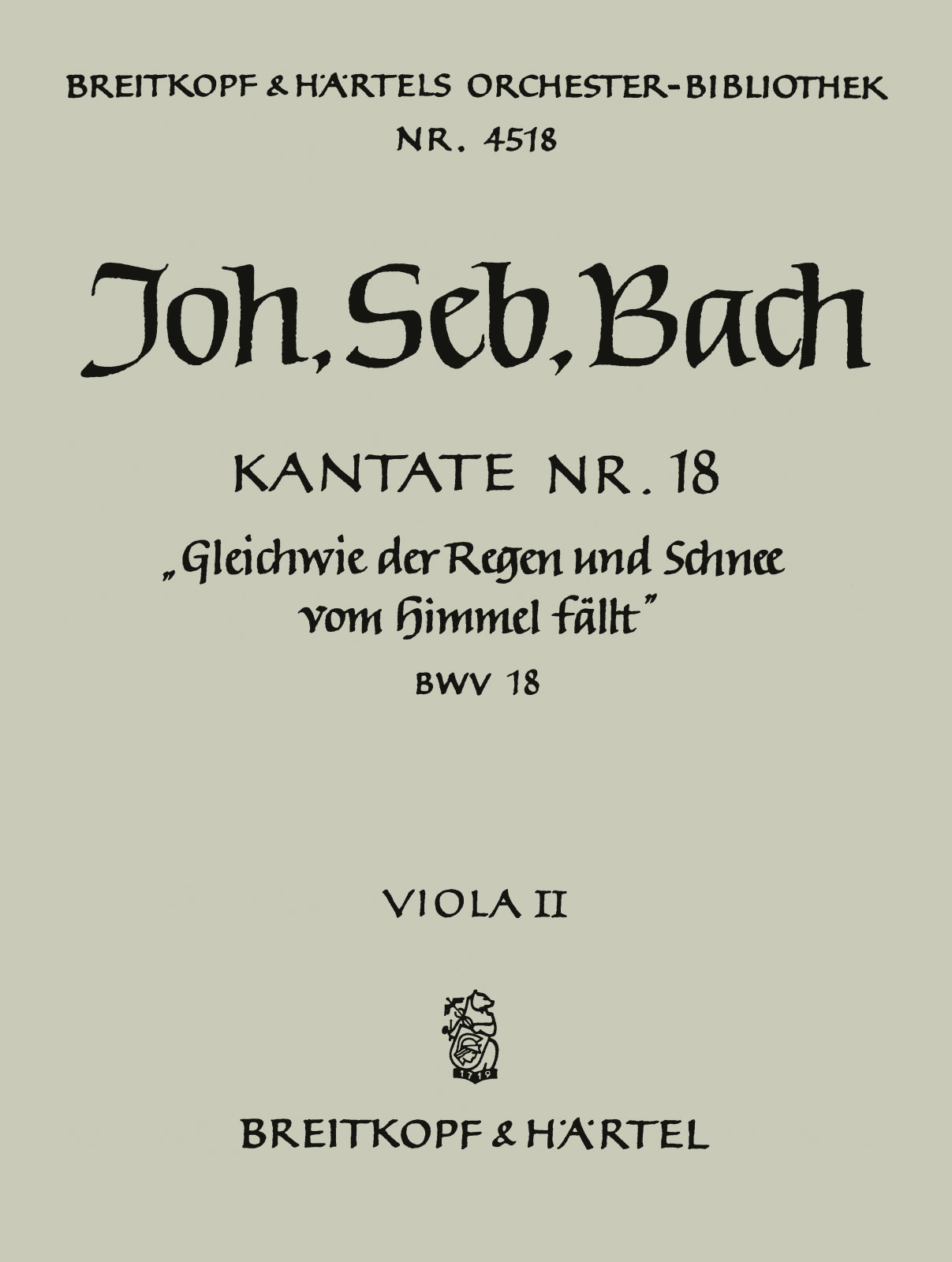 OB 4518-20 - Cantata BWV 18 “For as the rain cometh down” - Cover