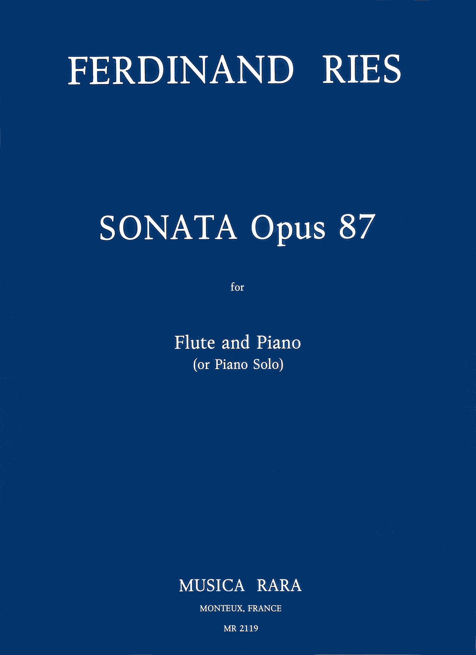 Ferdinand Ries - Sonate G-dur op. 87 - Cover