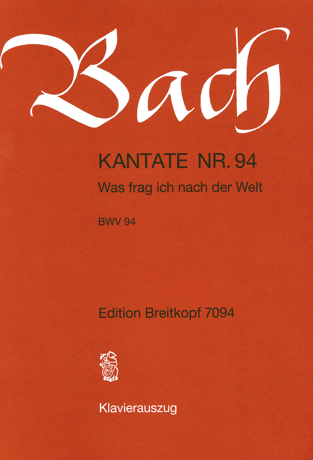 Johann Sebastian Bach - Cantata BWV 94 “Was frag ich nach der Welt” - Cover