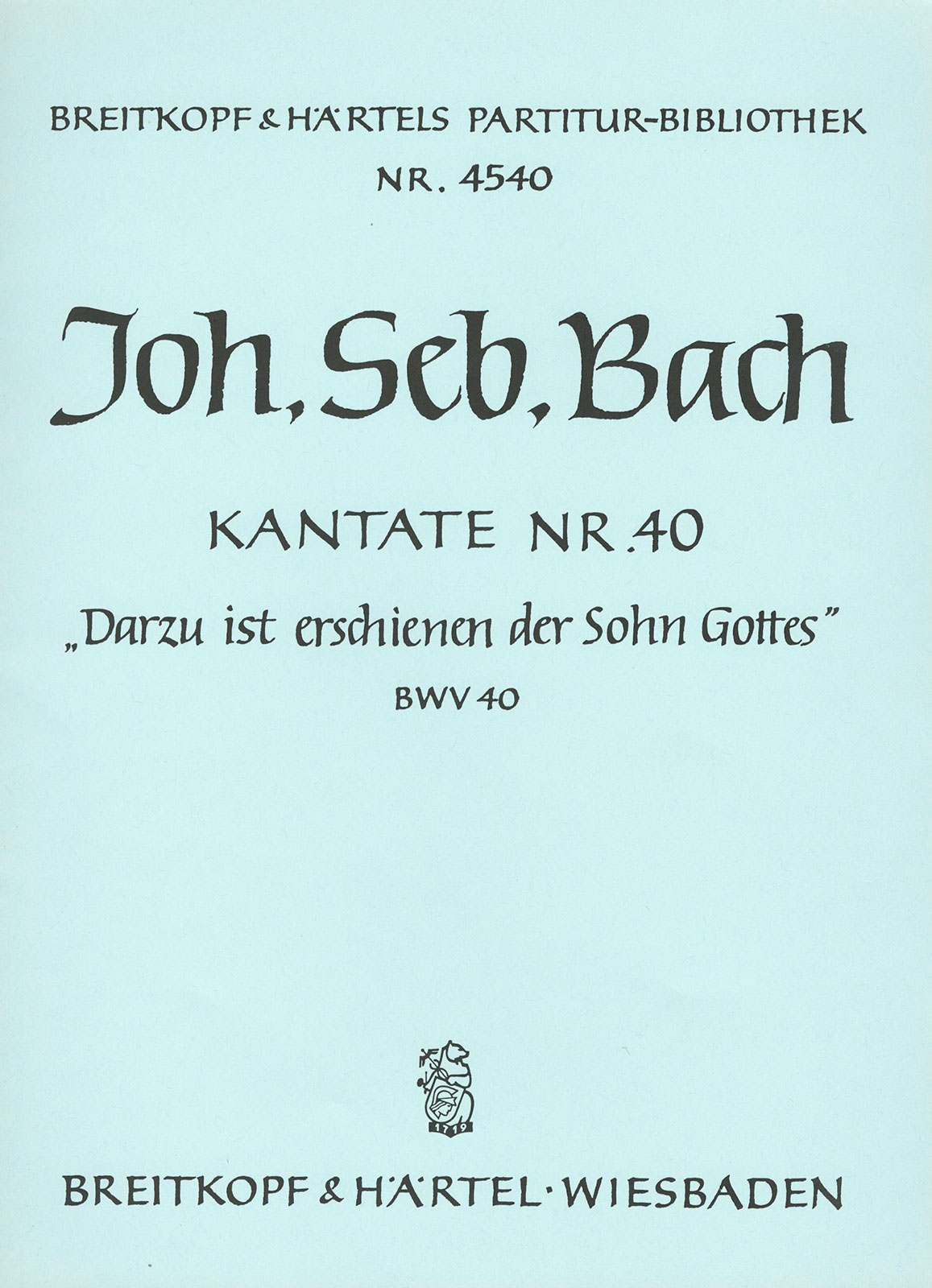 PB 4540 - Cantata BWV 40 “To this end appeared the Son of God” - Cover