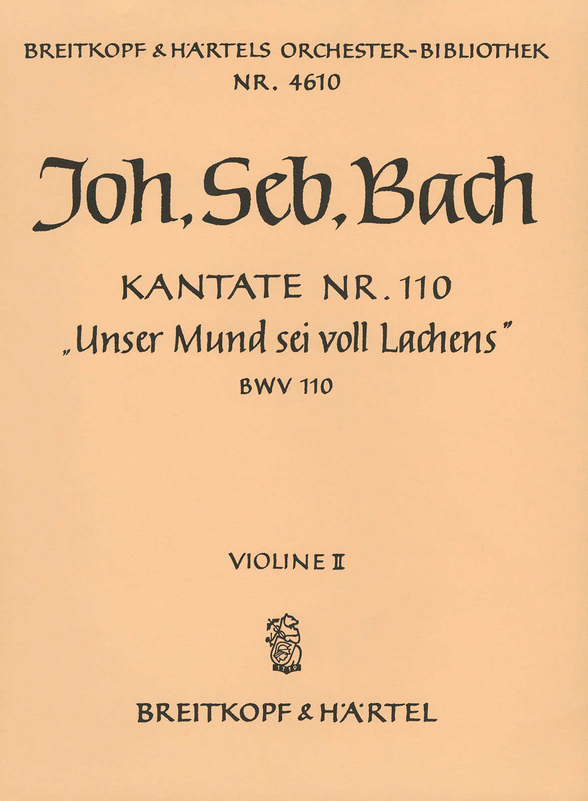 OB 4610-16 - Kantate BWV 110 „Unser Mund sei voll Lachens“ - Cover
