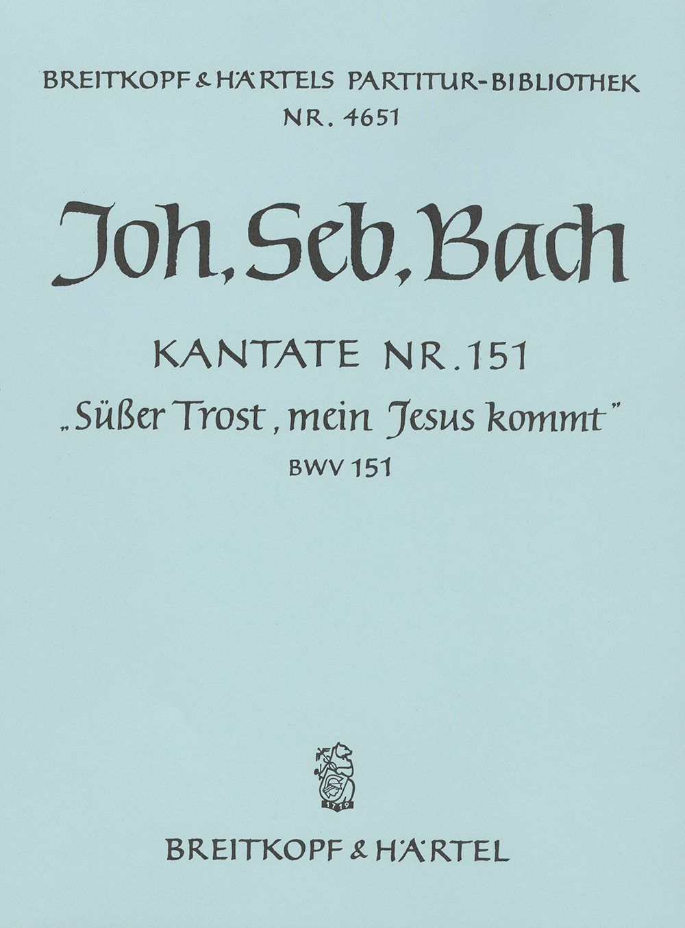 PB 4651 - Cantata BWV 151 “Blessed morn, when Jesus was born” - Cover