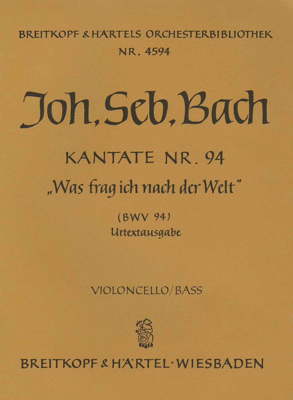 OB 4594-26 - Cantata BWV 94 “Was frag ich nach der Welt” - Cover