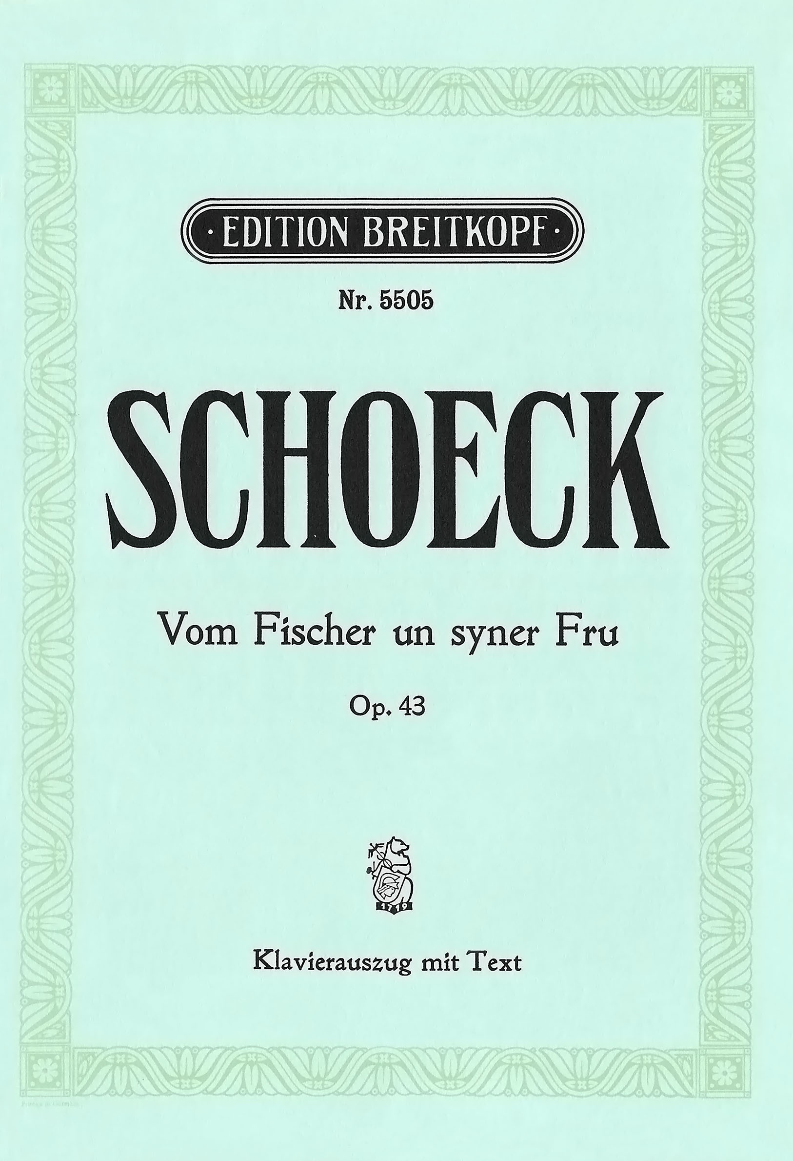 Othmar Schoeck - Vom Fischer un syner Fru Op. 43 - Cover