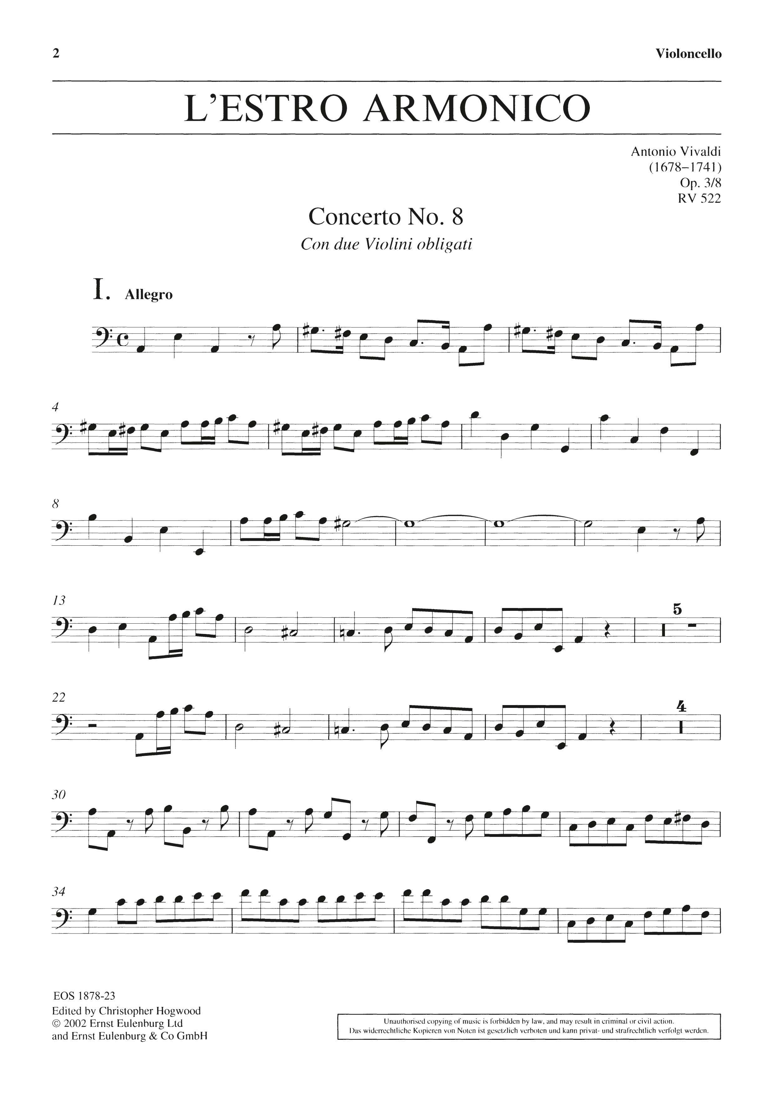 EOS 1878-23 - L’Estro Armonico op. 3/8 RV 522 - Cover