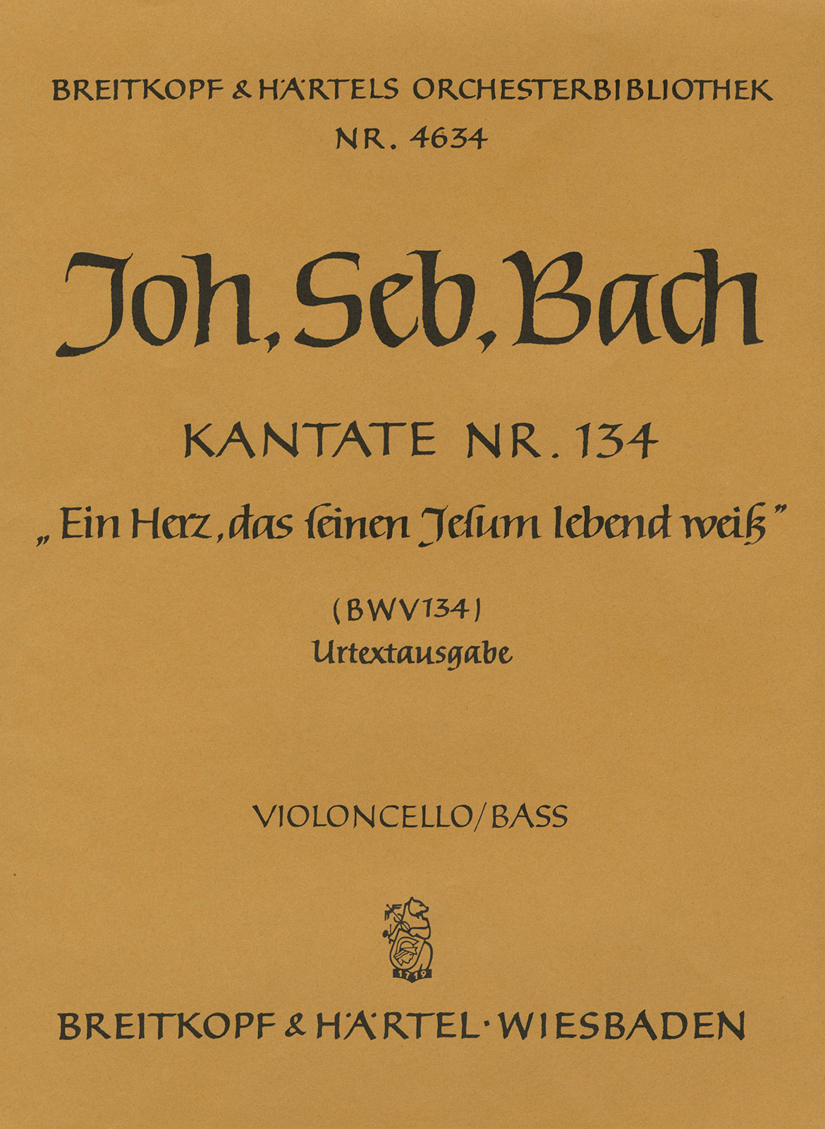 OB 4634-26 - Kantate BWV 134 „Ein Herz, das seinen Jesum lebend weiß“ - Cover