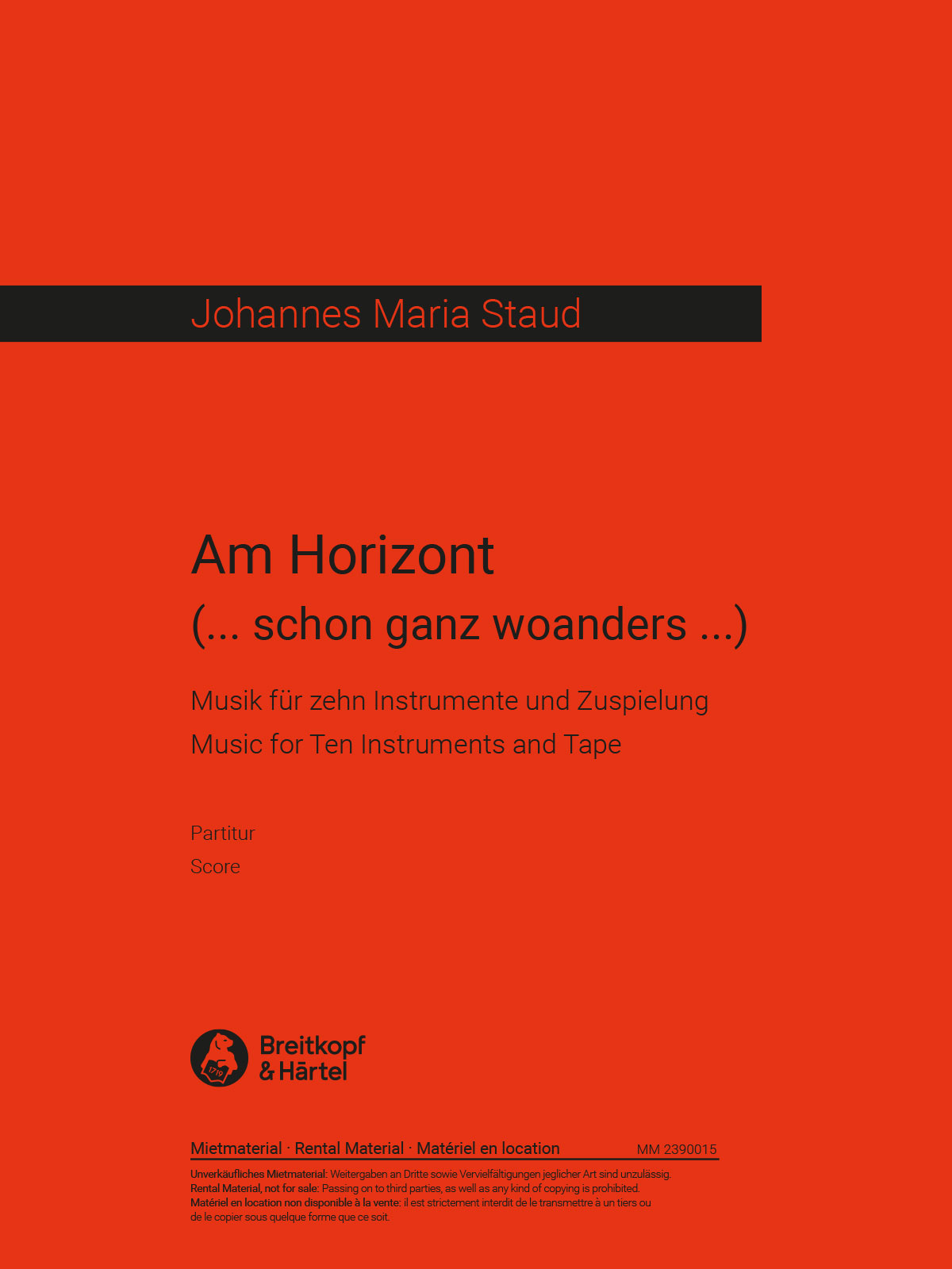 Johannes Maria Staud - Am Horizont (… schon ganz woanders …) - Cover