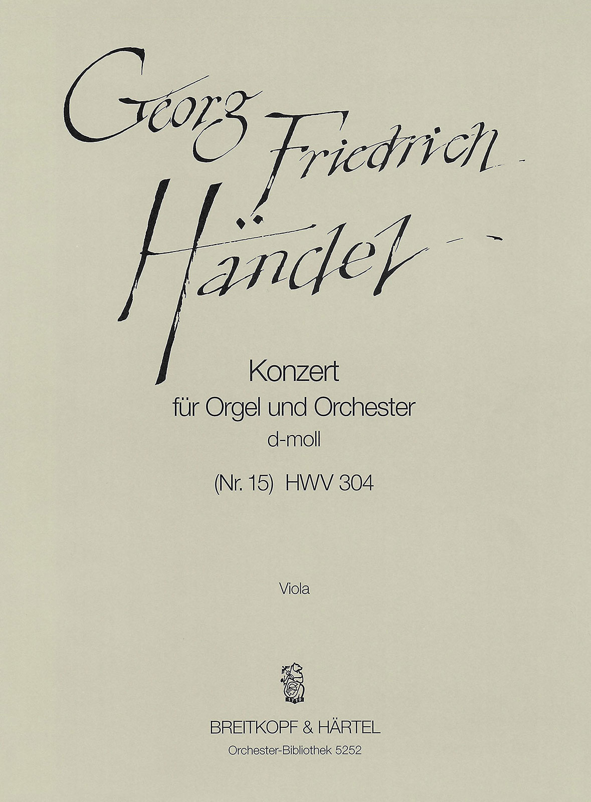 OB 5252-19 - Orgelkonzert (Nr. 15) d-moll HWV 304 - Cover