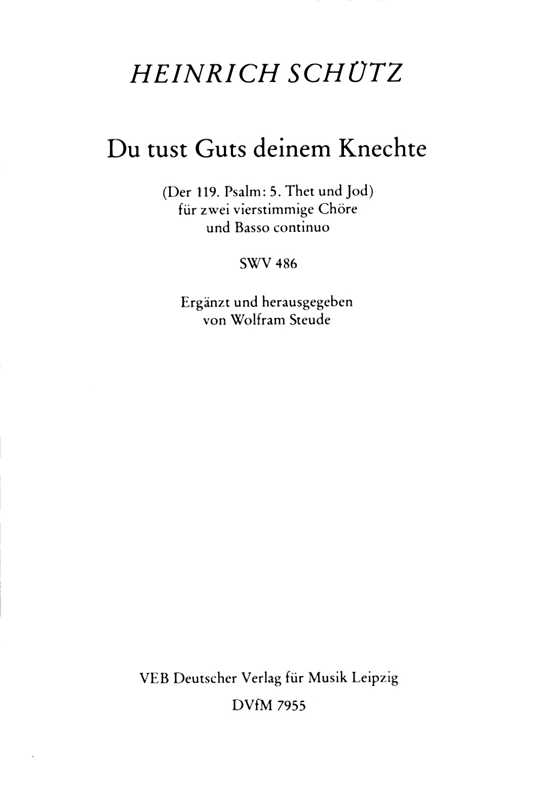 DV 7955 - Der Schwanengesang. Des Königs und Propheten Davids 119. Psalm - Cover