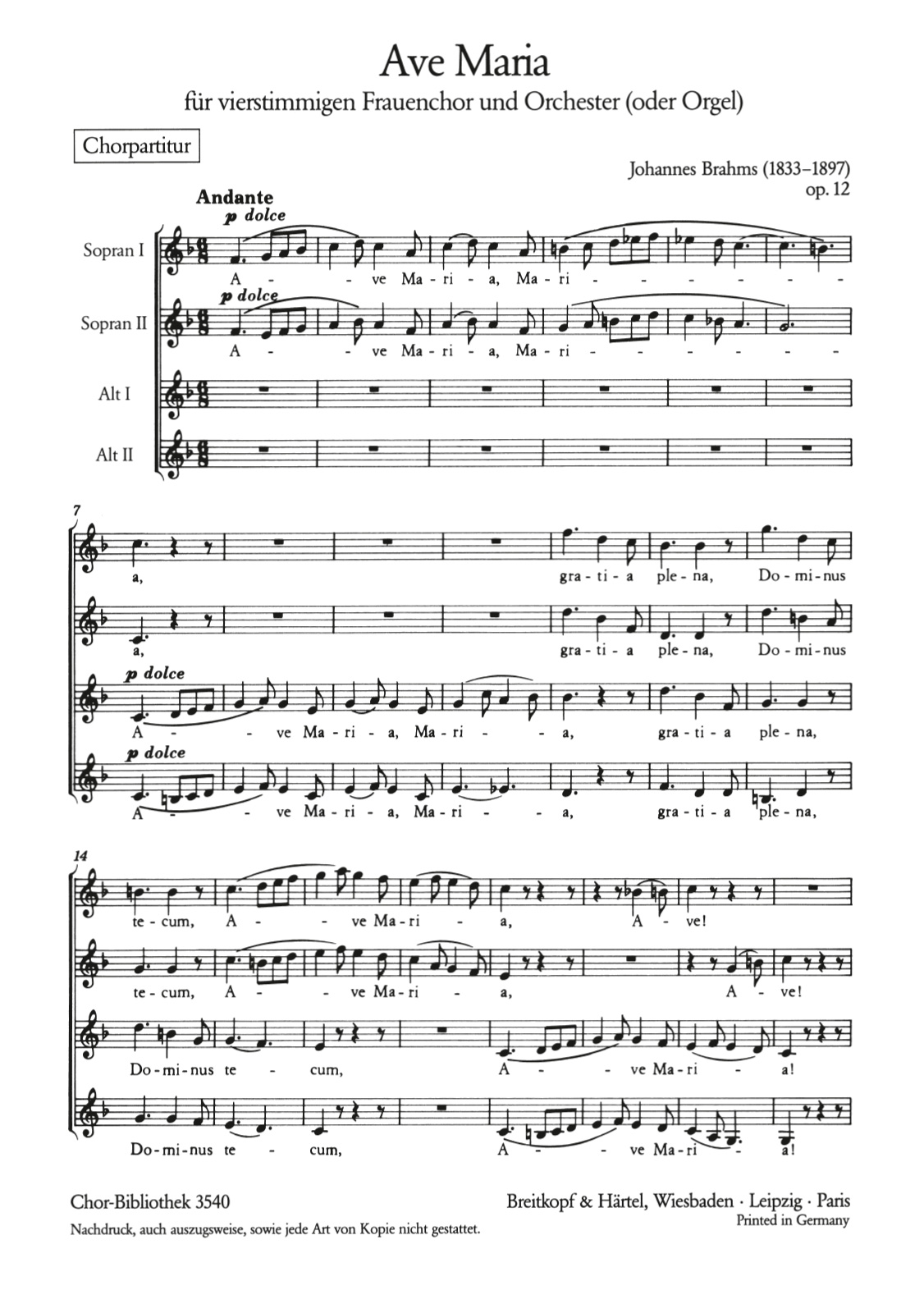 ChB 3540 - Ave Maria Op. 12 - Cover