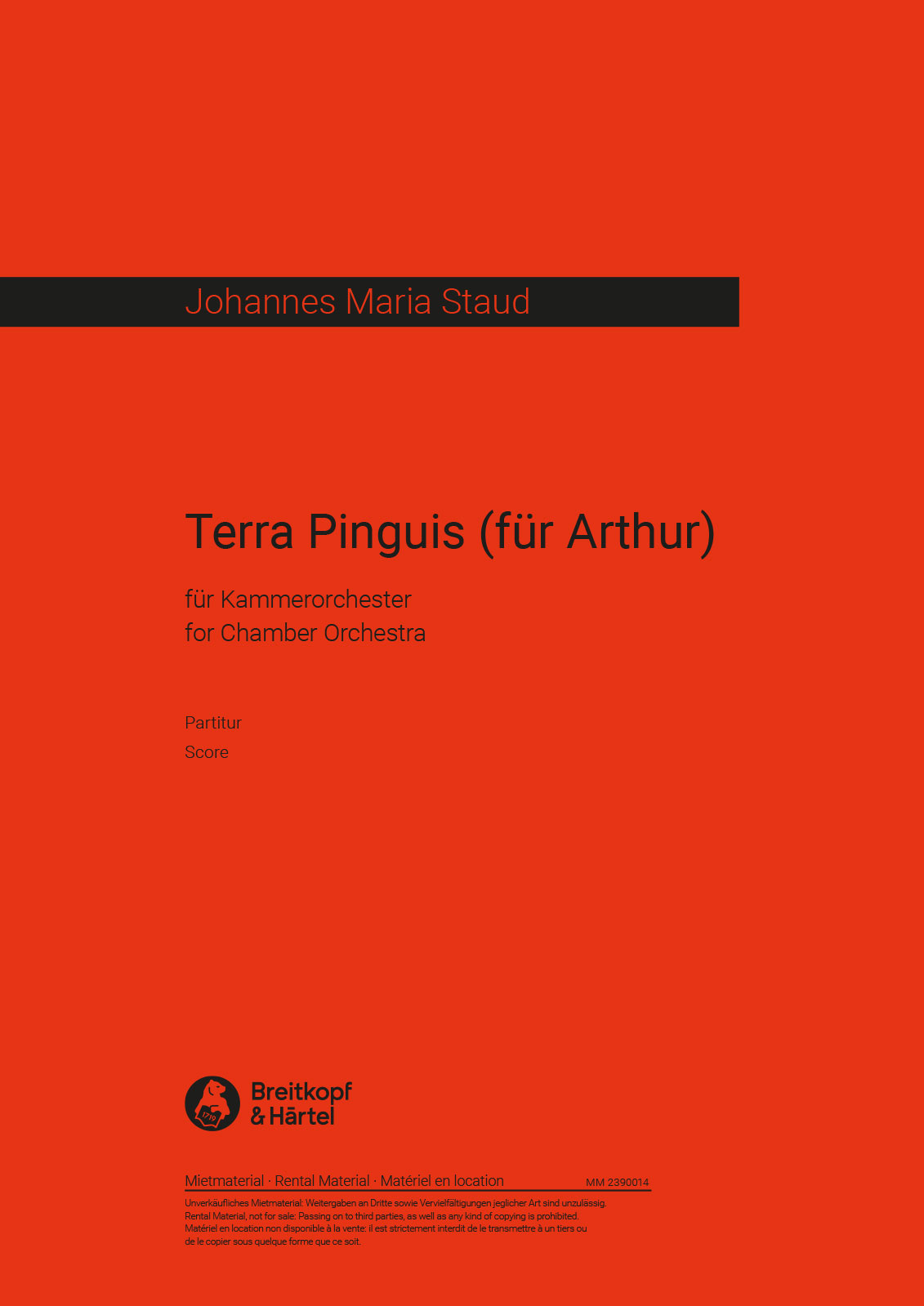 Johannes Maria Staud - Terra Pinguis (für Arthur) - Cover