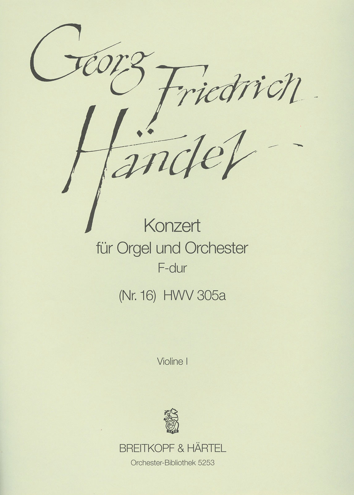OB 5253-15 - Orgelkonzert (Nr. 16) F-dur HWV 305a - Cover