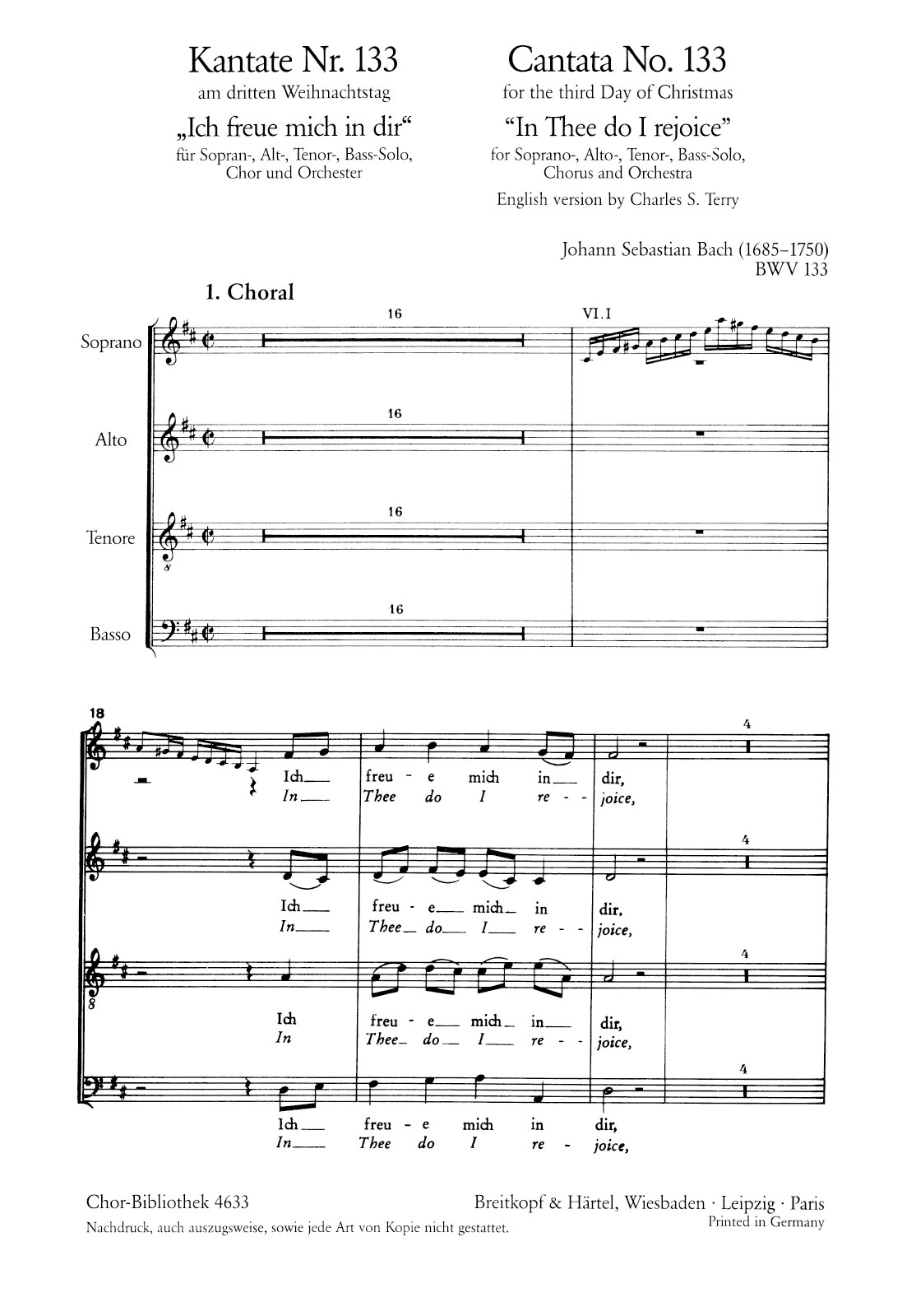 ChB 4633 - Kantate BWV 133 „Ich freue mich in dir“ - Cover