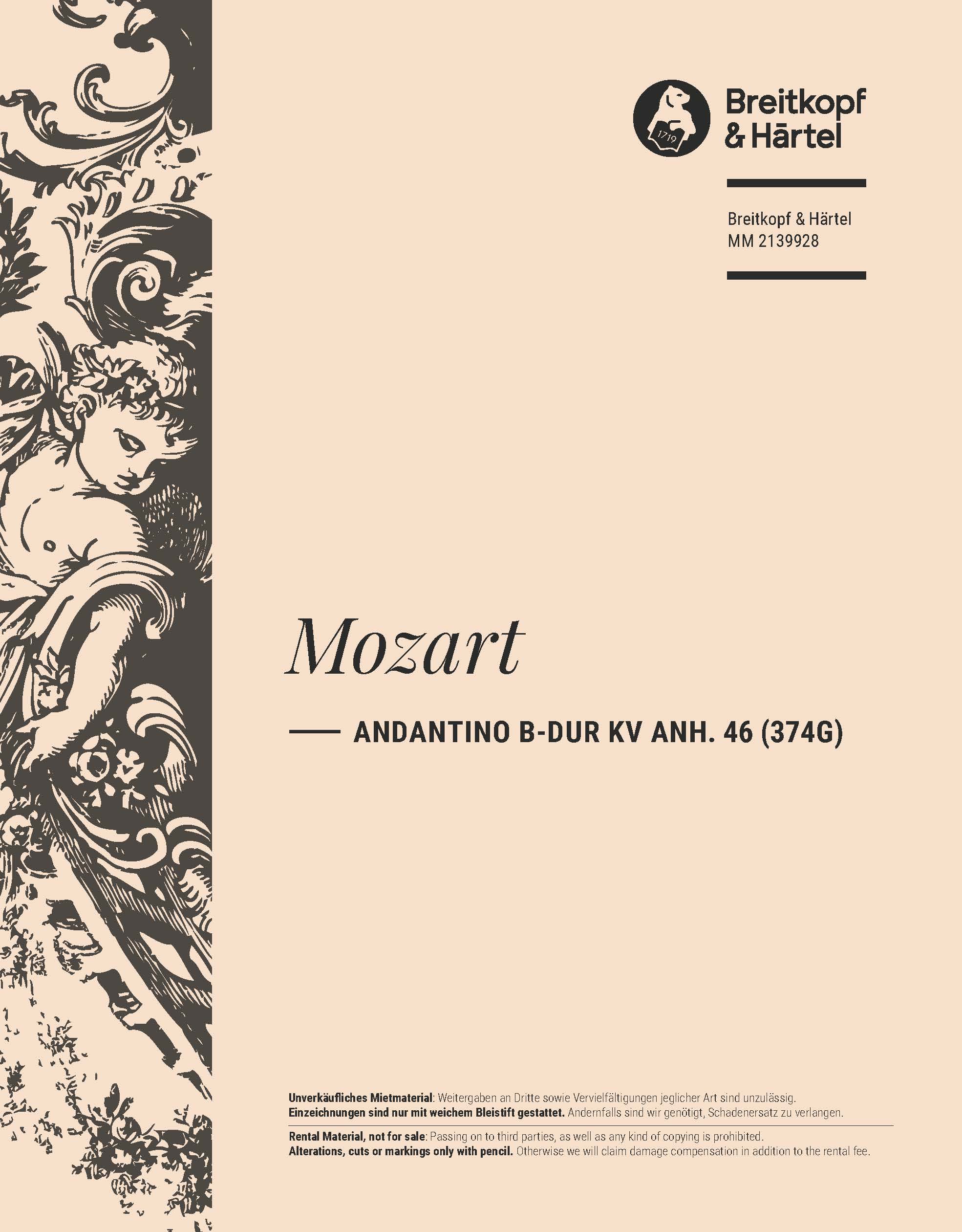 Wolfgang Amadeus Mozart - Andantino B-dur KV Anh. 46 (374g) - Cover