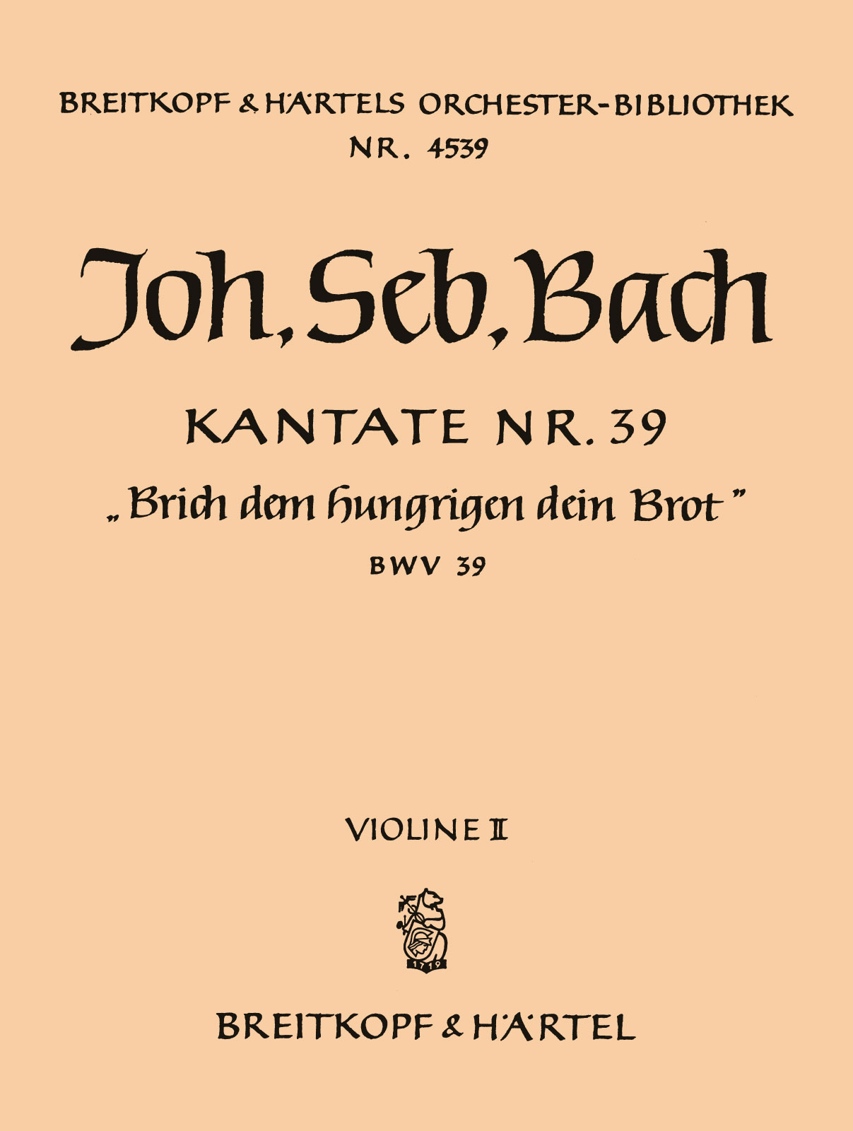 OB 4539-16 - Kantate BWV 39 „Brich dem Hungrigen dein Brot“ - Cover