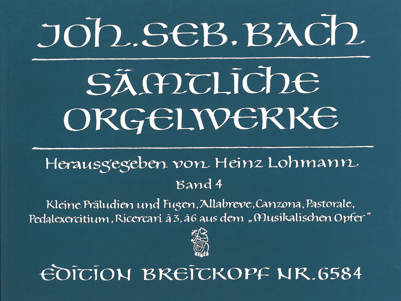EB 6584 - Johann Sebastian Bach - Sämtliche Orgelwerke – Lohmann-Ausgabe - Cover