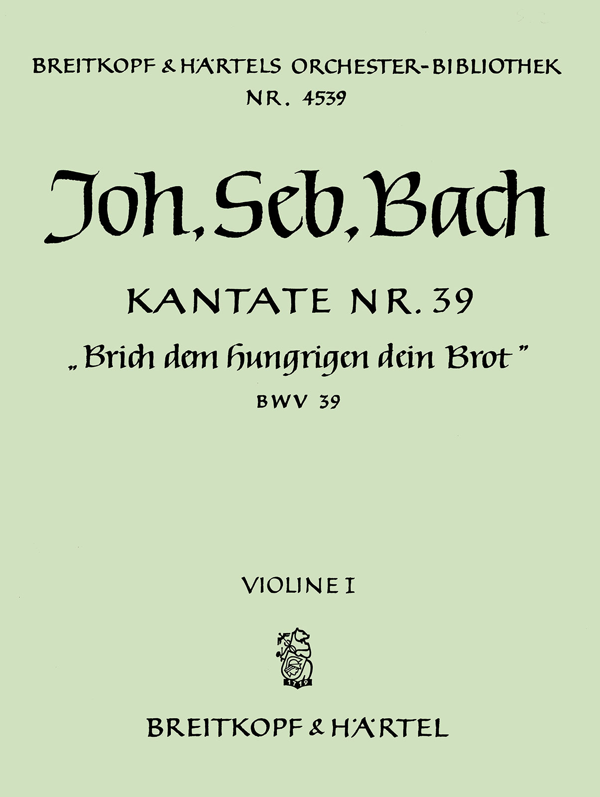 OB 4539-15 - Kantate BWV 39 „Brich dem Hungrigen dein Brot“ - Cover