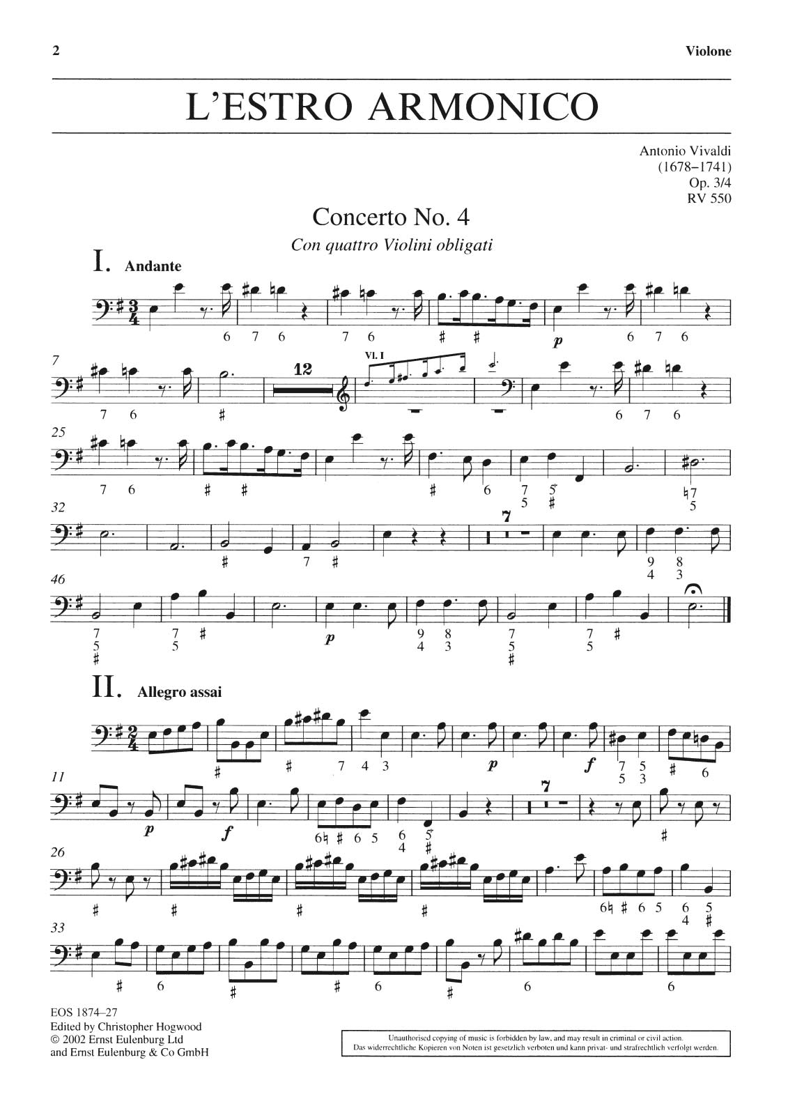 EOS 1874-27 - L’Estro Armonico op. 3/4 RV 550 - Cover