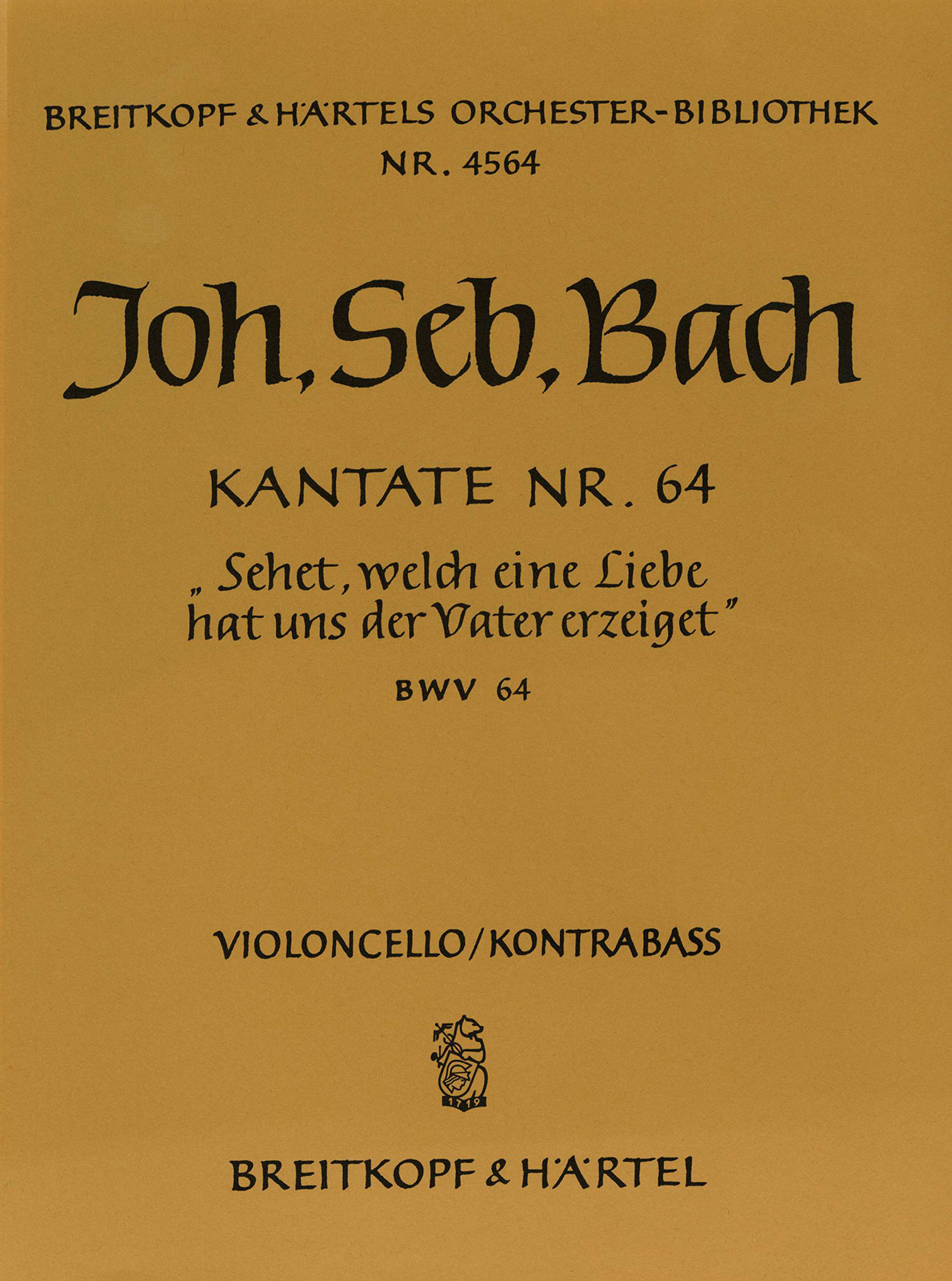 OB 4564-26 - Cantata BWV 64 “See now, what great affection on us the Father hath showered” - Cover