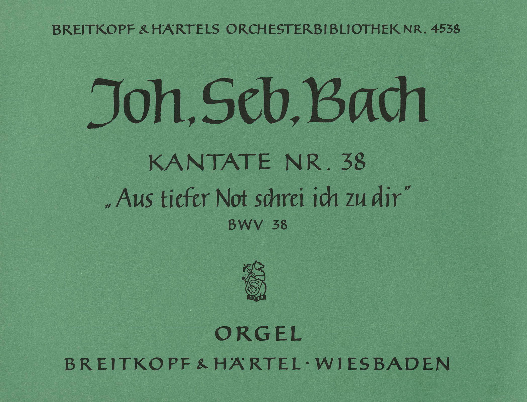 OB 4538-11 - Cantata BWV 38 “Out of the deep call I to Thee” - Cover