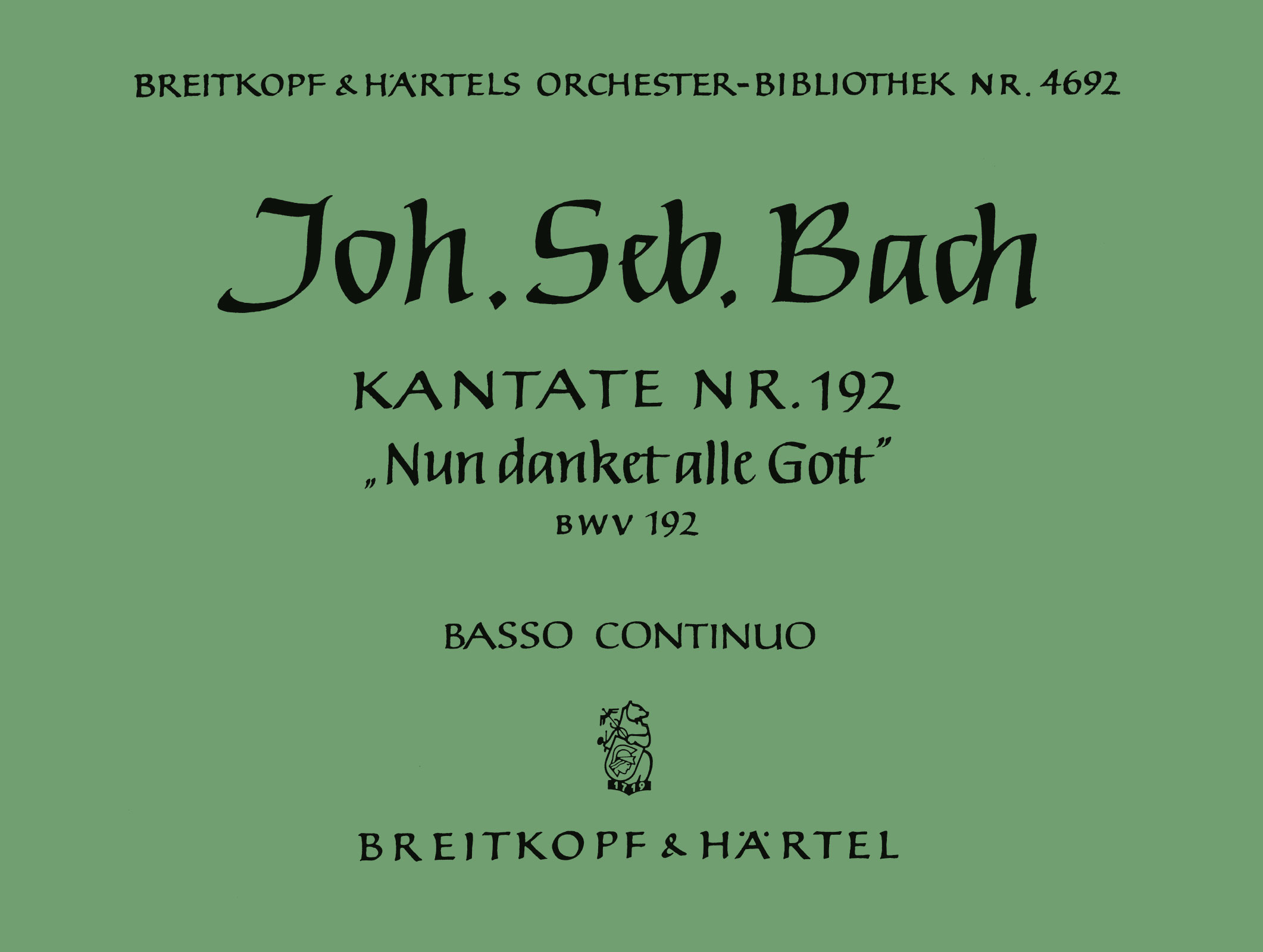 OB 4692-11 - Cantata BWV 192 “Nun danket alle Gott” - Cover