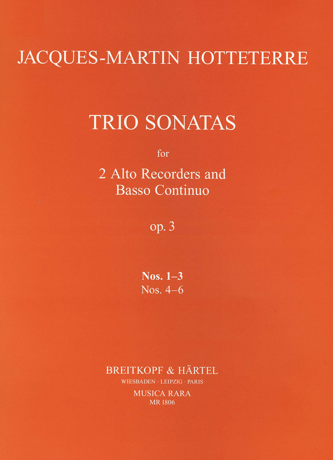 Jacques-Martin Hotteterre - Triosonaten op. 3 - Cover