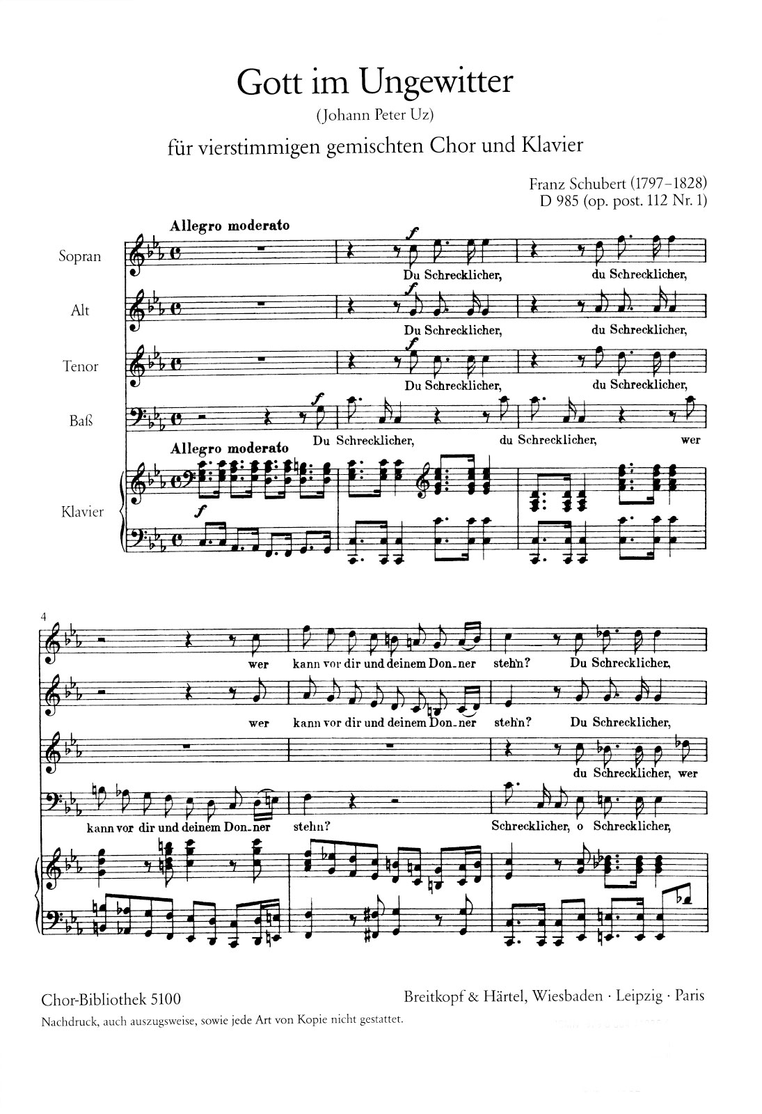 Franz Schubert - Gott im Ungewitter D 985 [Op. post. 112/1] - Cover