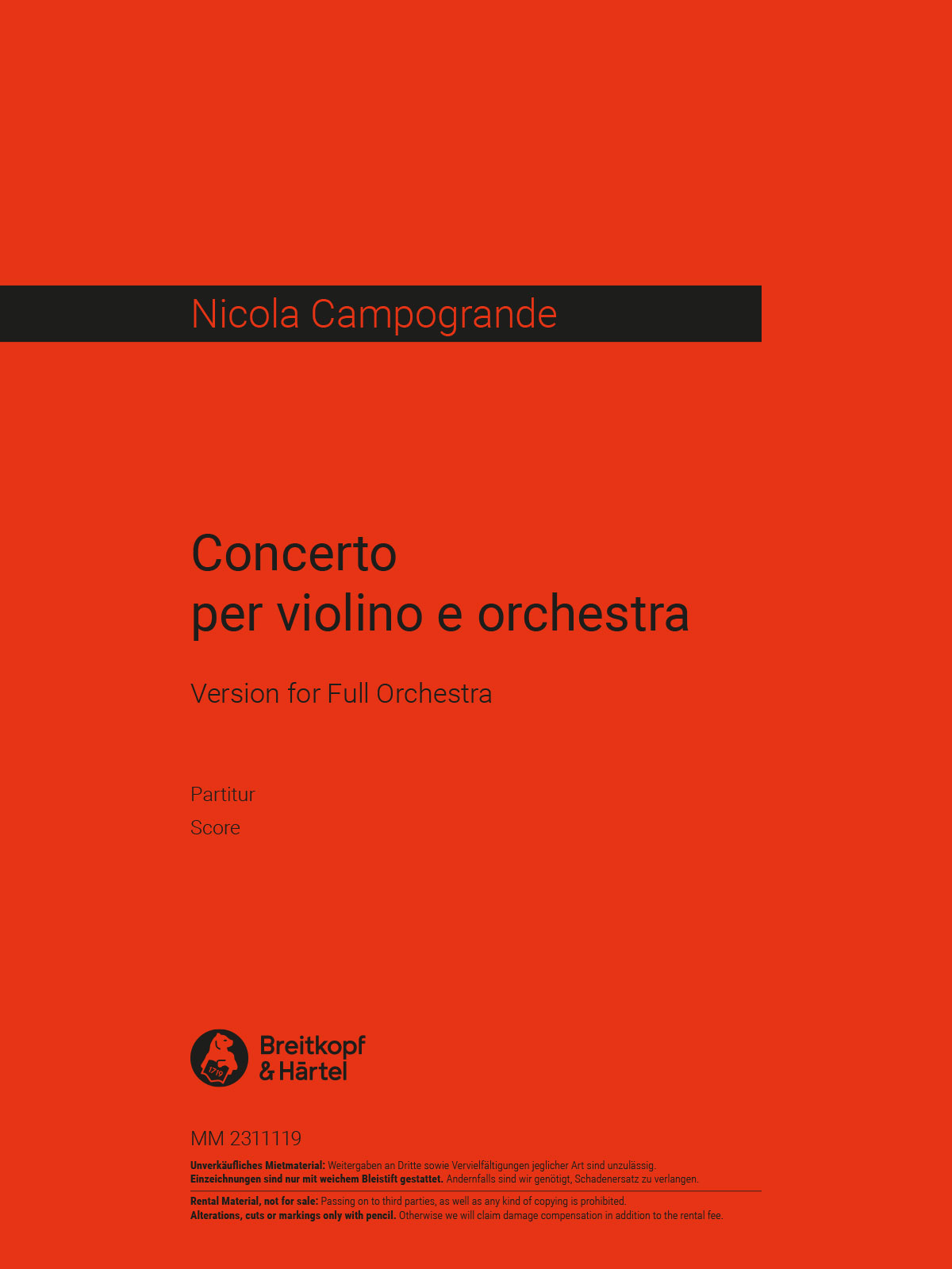 Nicola Campogrande - Concerto per violino e orchestra - Cover