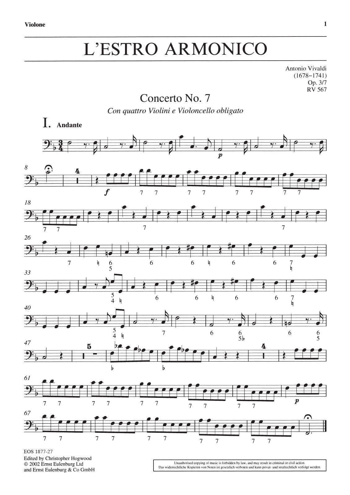 EOS 1877-27 - L’Estro Armonico op. 3/7 RV 567 - Cover