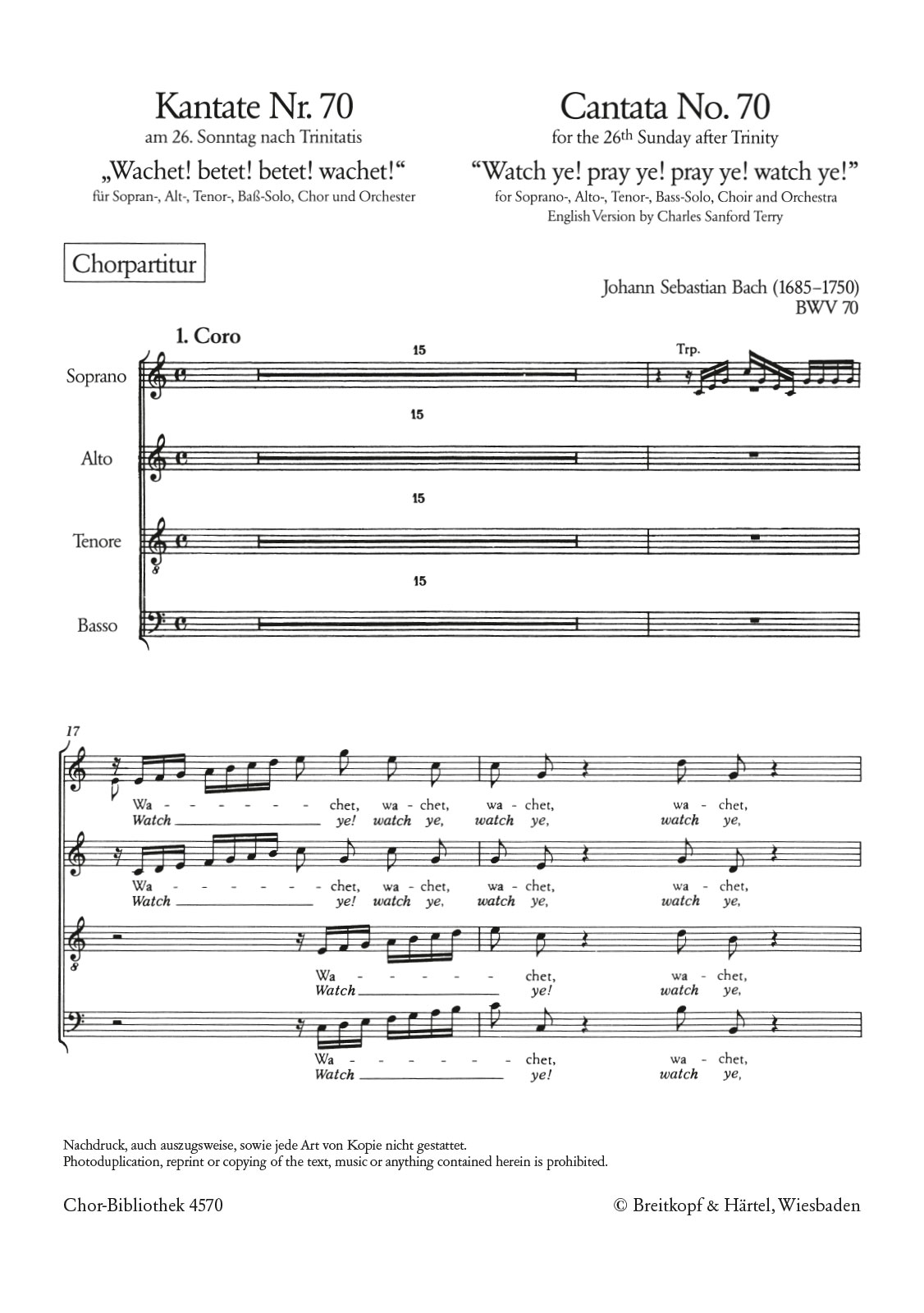 ChB 4570 - Cantata BWV 70 “Watch ye! pray ye! pray ye! watch ye!” - Cover