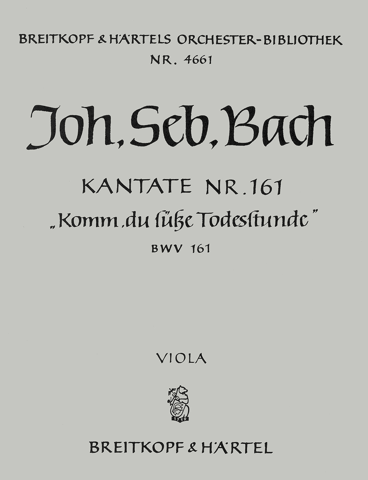 OB 4661-19 - Kantate BWV 161 „Komm, du süße Todesstunde“ - Cover
