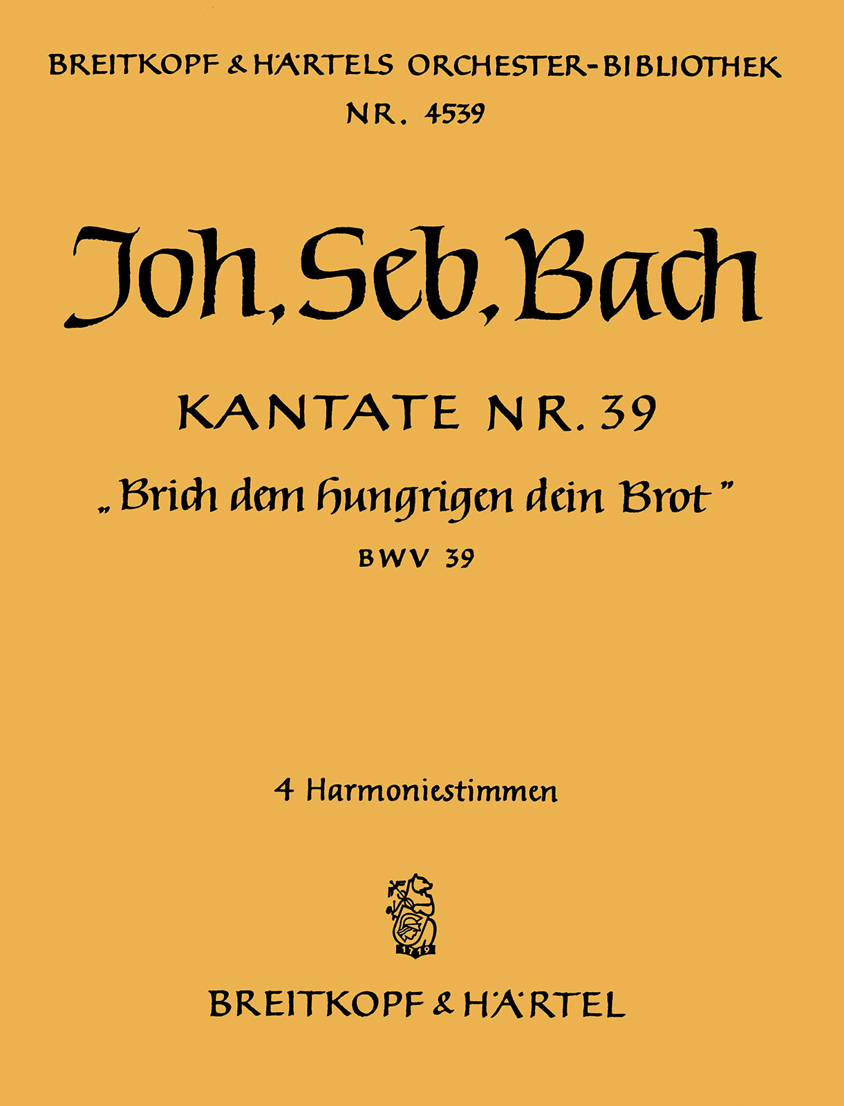 OB 4539-30 - Kantate BWV 39 „Brich dem Hungrigen dein Brot“ - Cover