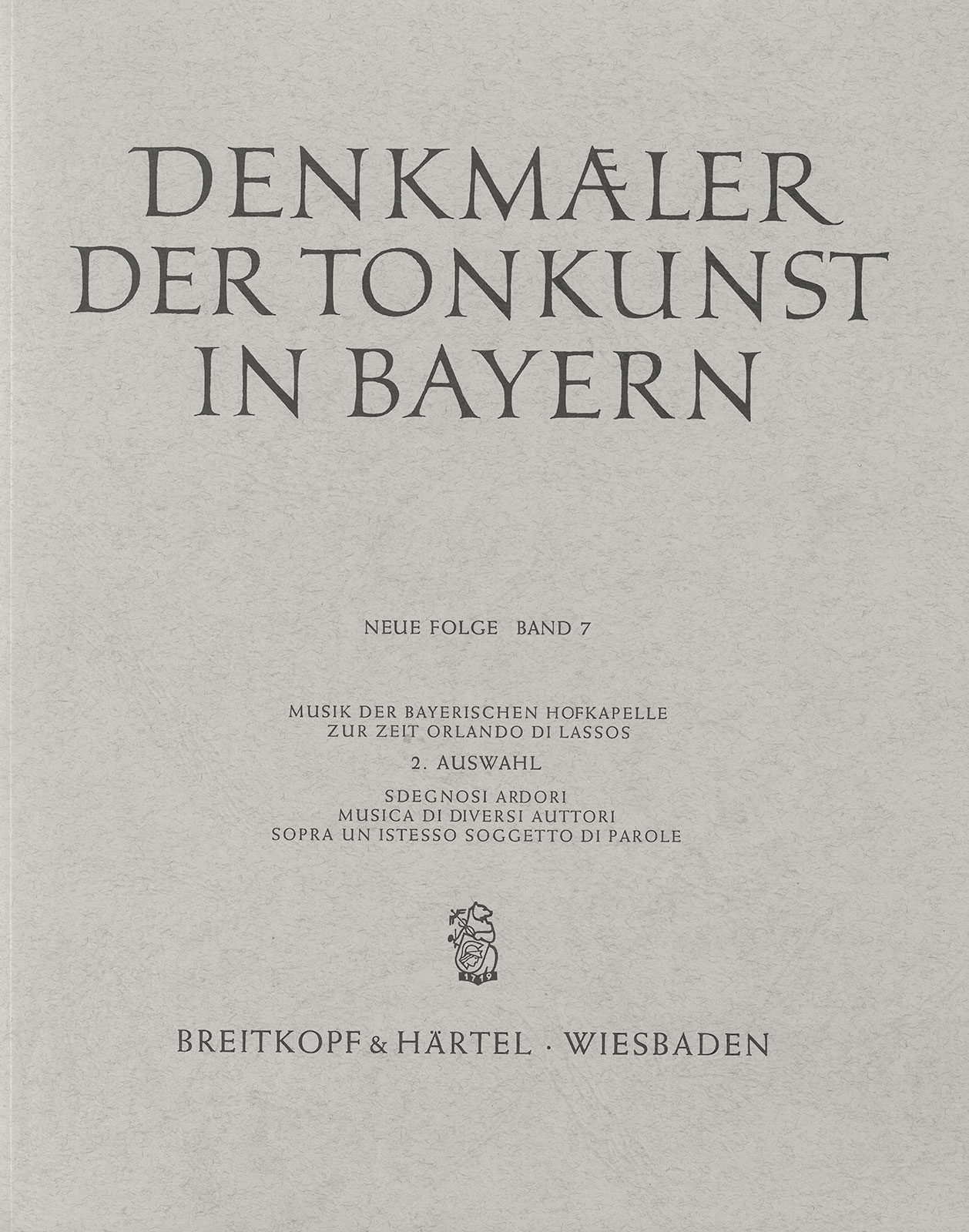SON 237 - Denkmäler der Tonkunst in Bayern (Neue Folge) - Cover