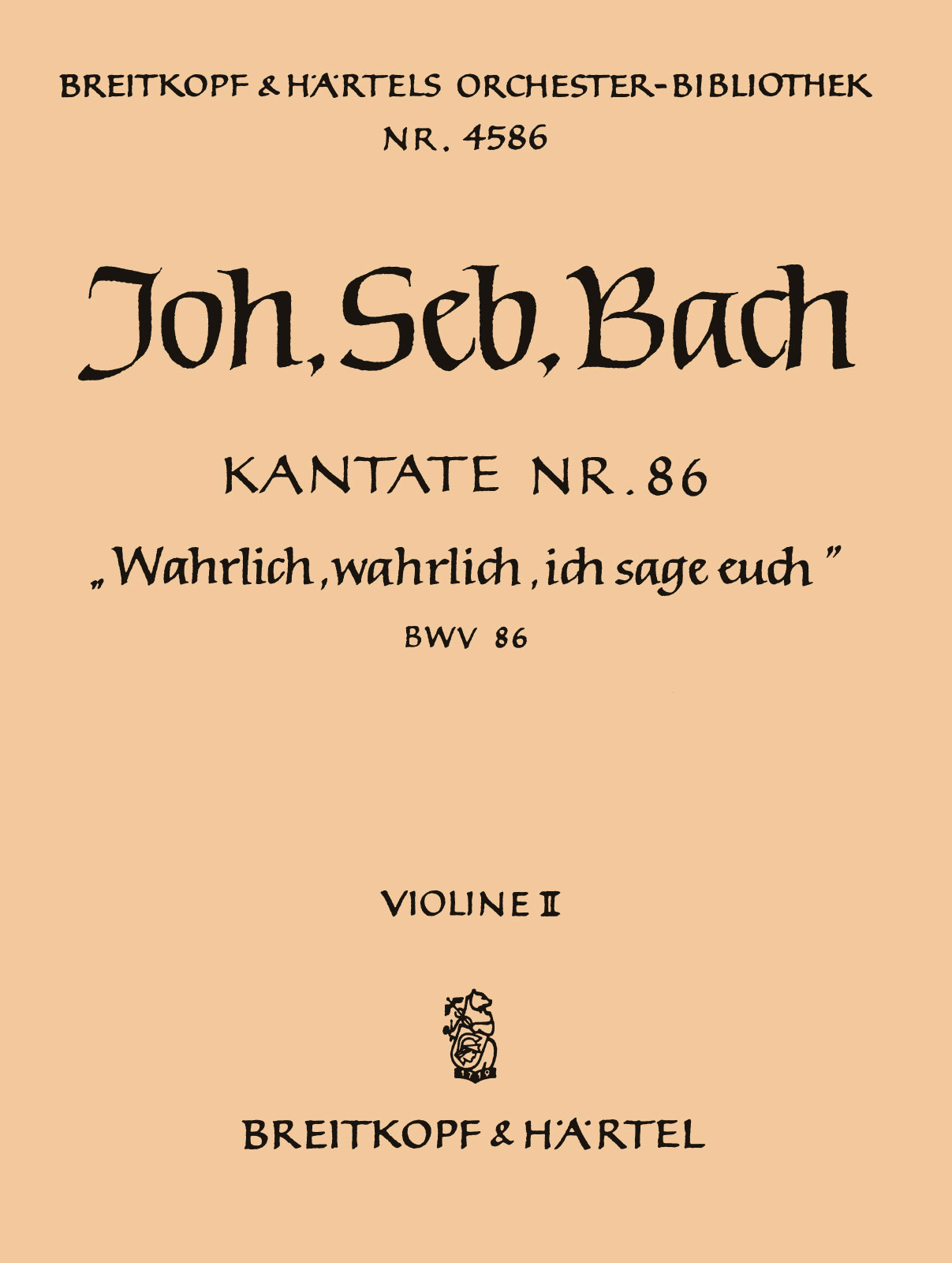 OB 4586-16 - Cantata BWV 86 “Wahrlich, wahrlich, ich sage euch” - Cover