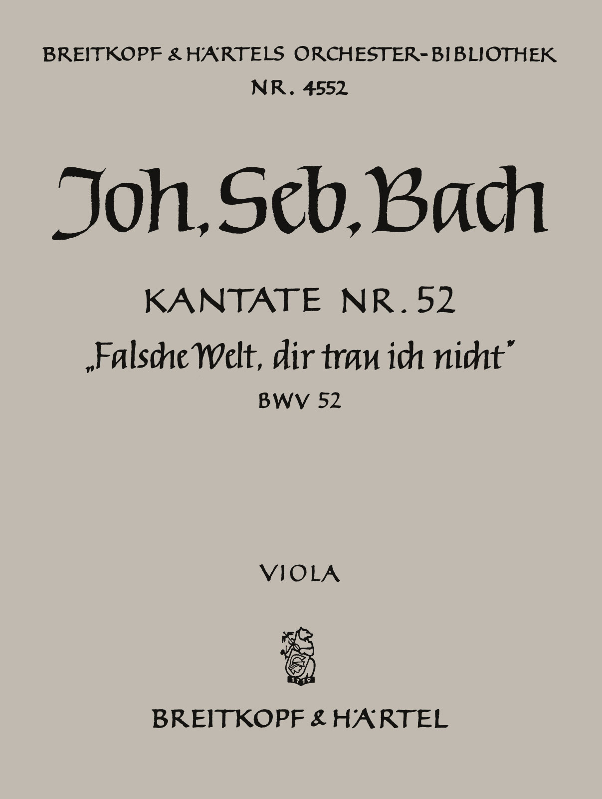 OB 4552-19 - Cantata BWV 52 “Falsche Welt, dir trau ich nicht” - Cover