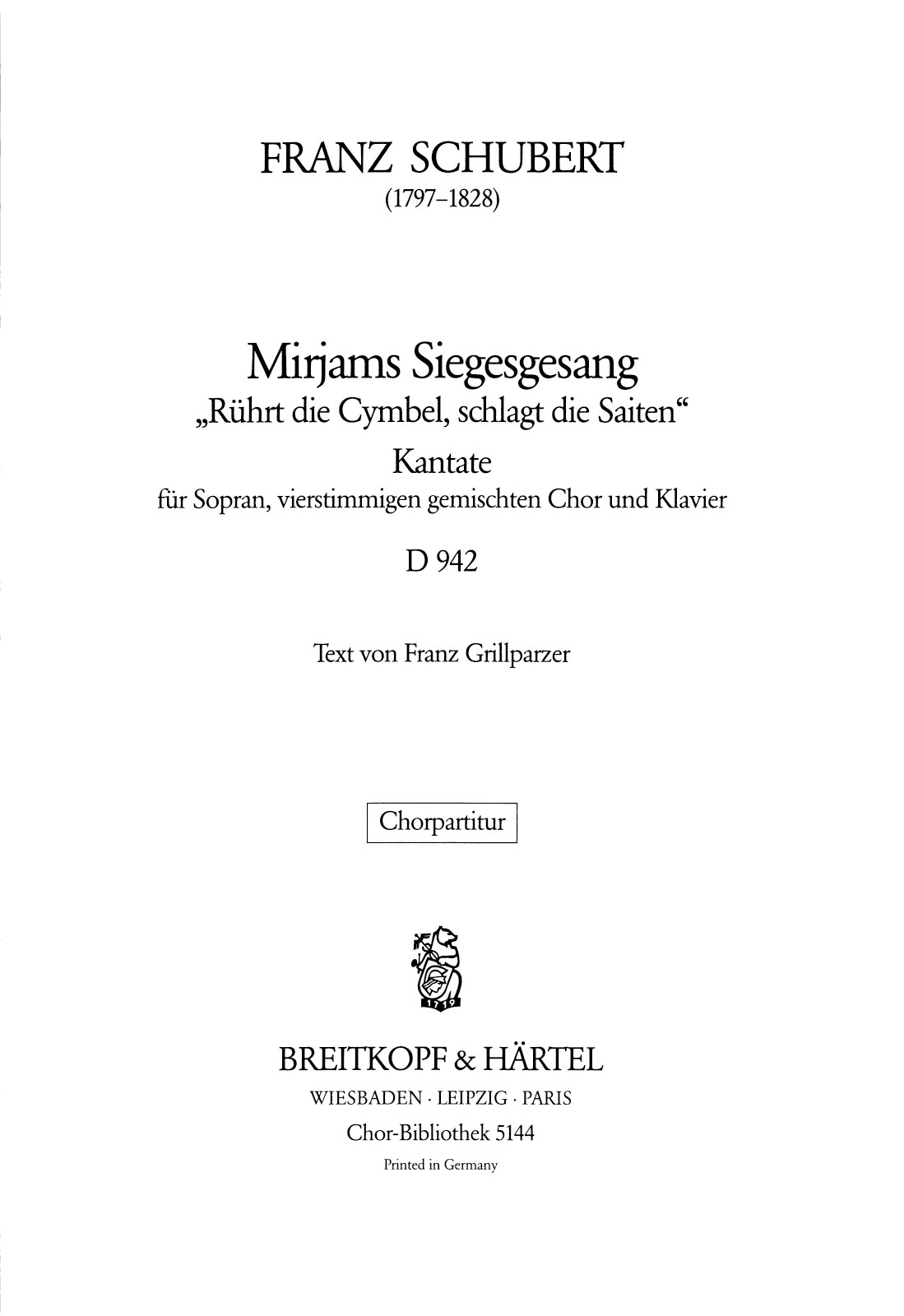 ChB 5144 - Mirjams Siegesgesang D 942 [Op. post. 136] - Cover