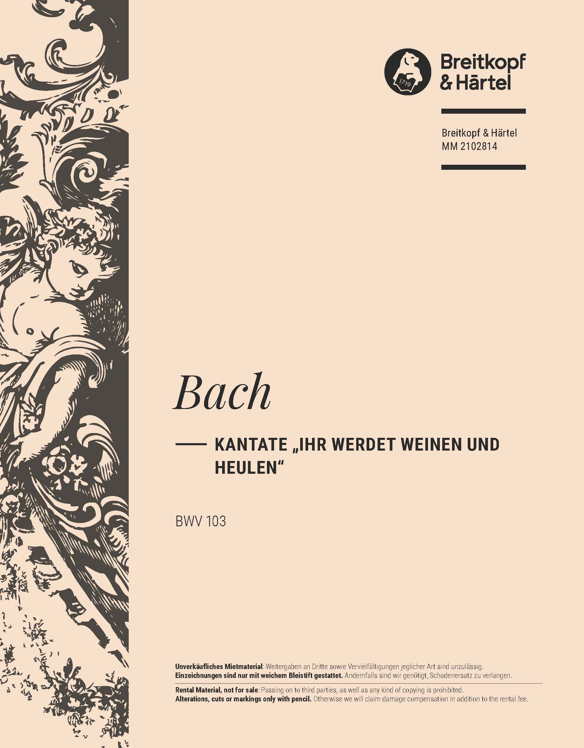 MM 2102814 - Cantata BWV 103 “Ihr werdet weinen und heulen” - Cover