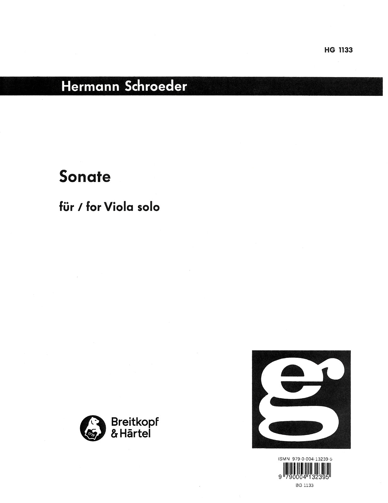 Hermann Schroeder - Sonate für Viola solo - Cover