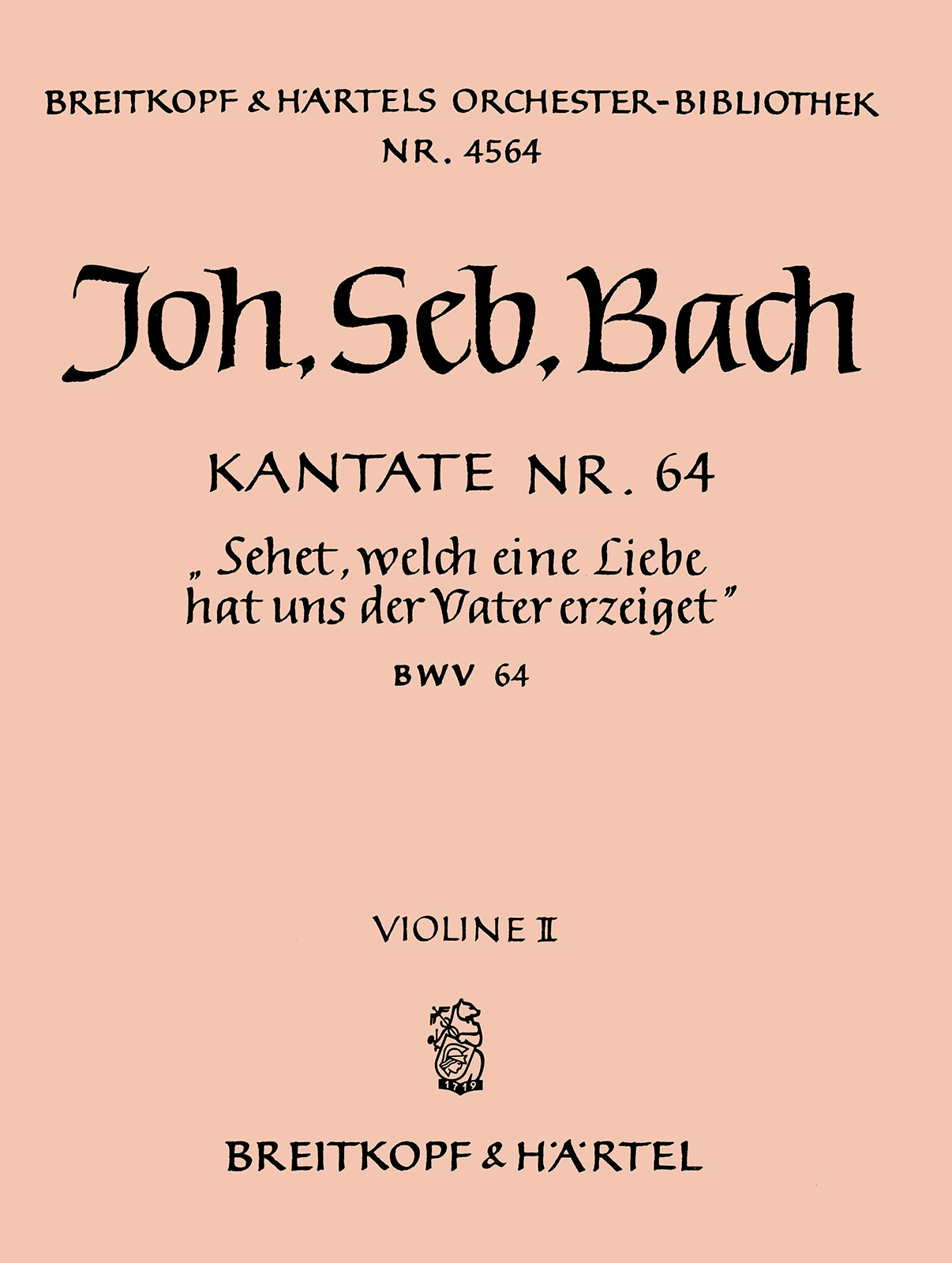 OB 4564-16 - Kantate BWV 64 „Sehet, welch eine Liebe hat uns der Vater erzeiget“ - Cover