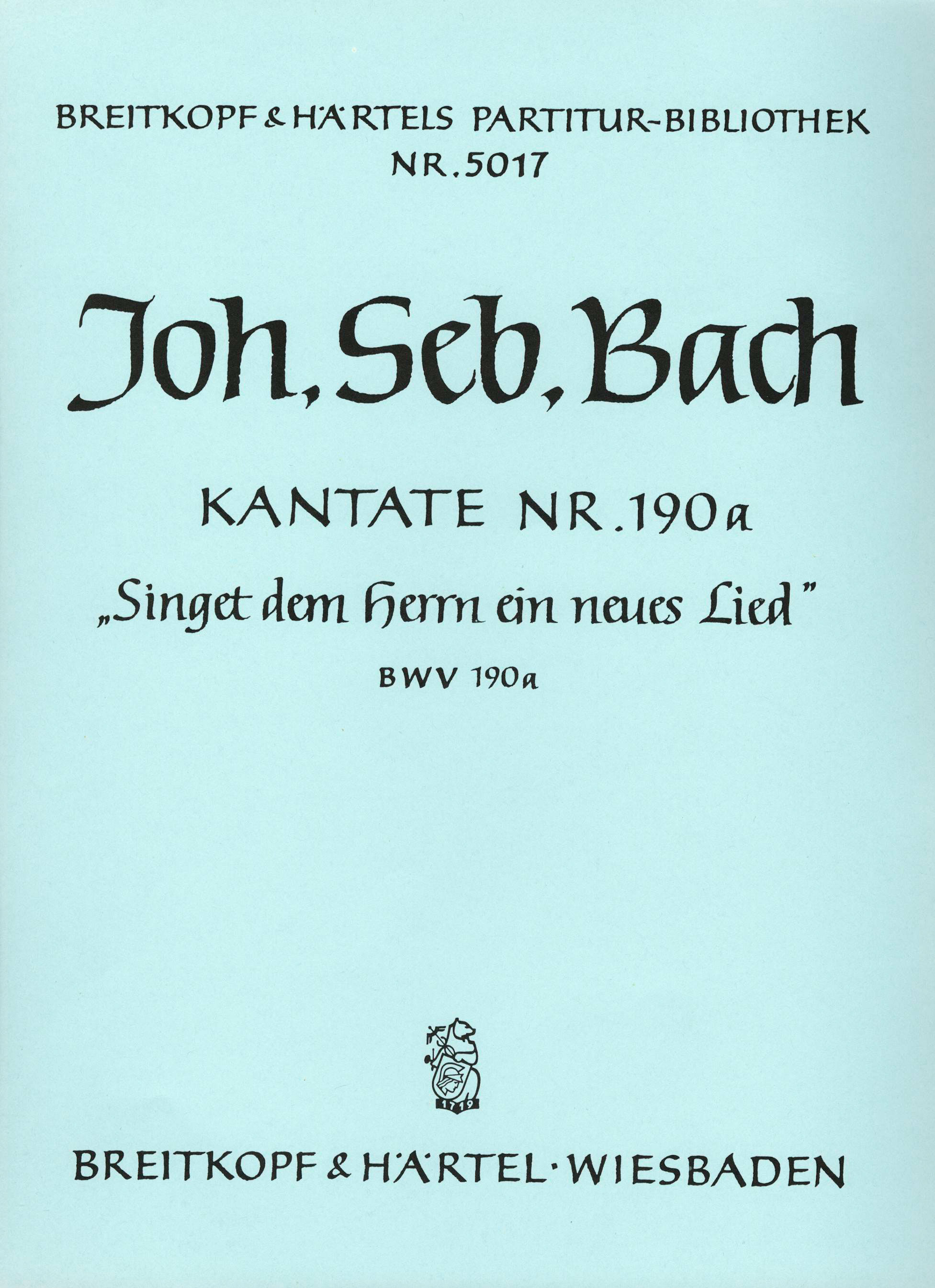 PB 5017 - Cantata BWV 190a “Sing ye the Lord a joyful song” - Cover