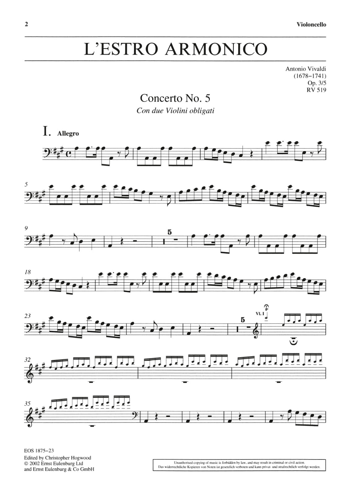 EOS 1875-23 - L’Estro Armonico op. 3/5 RV 519 - Cover