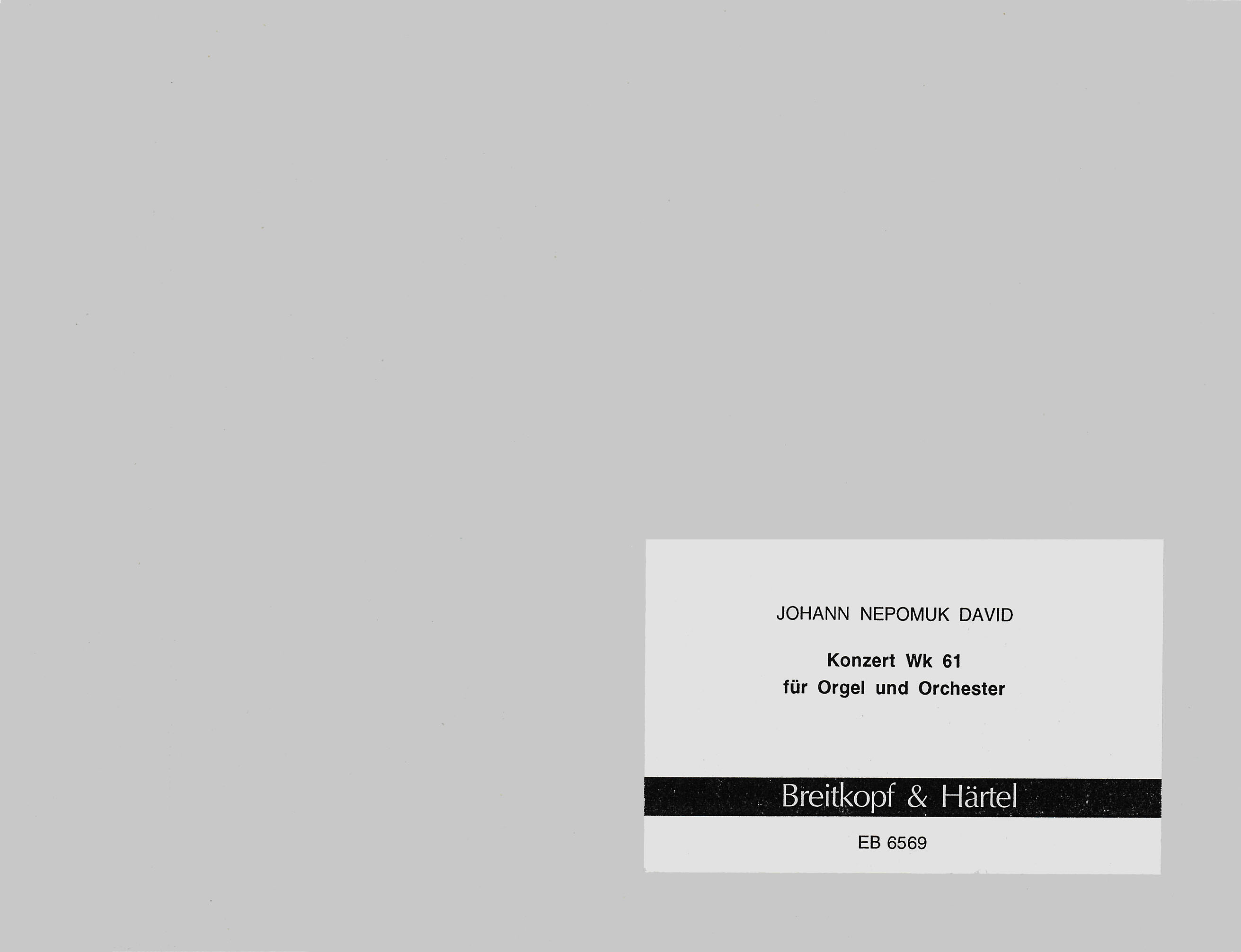 Johann Nepomuk David - Orgelkonzert Werk 61 - Cover