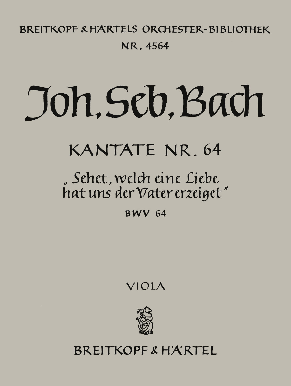 OB 4564-19 - Cantata BWV 64 “See now, what great affection on us the Father hath showered” - Cover