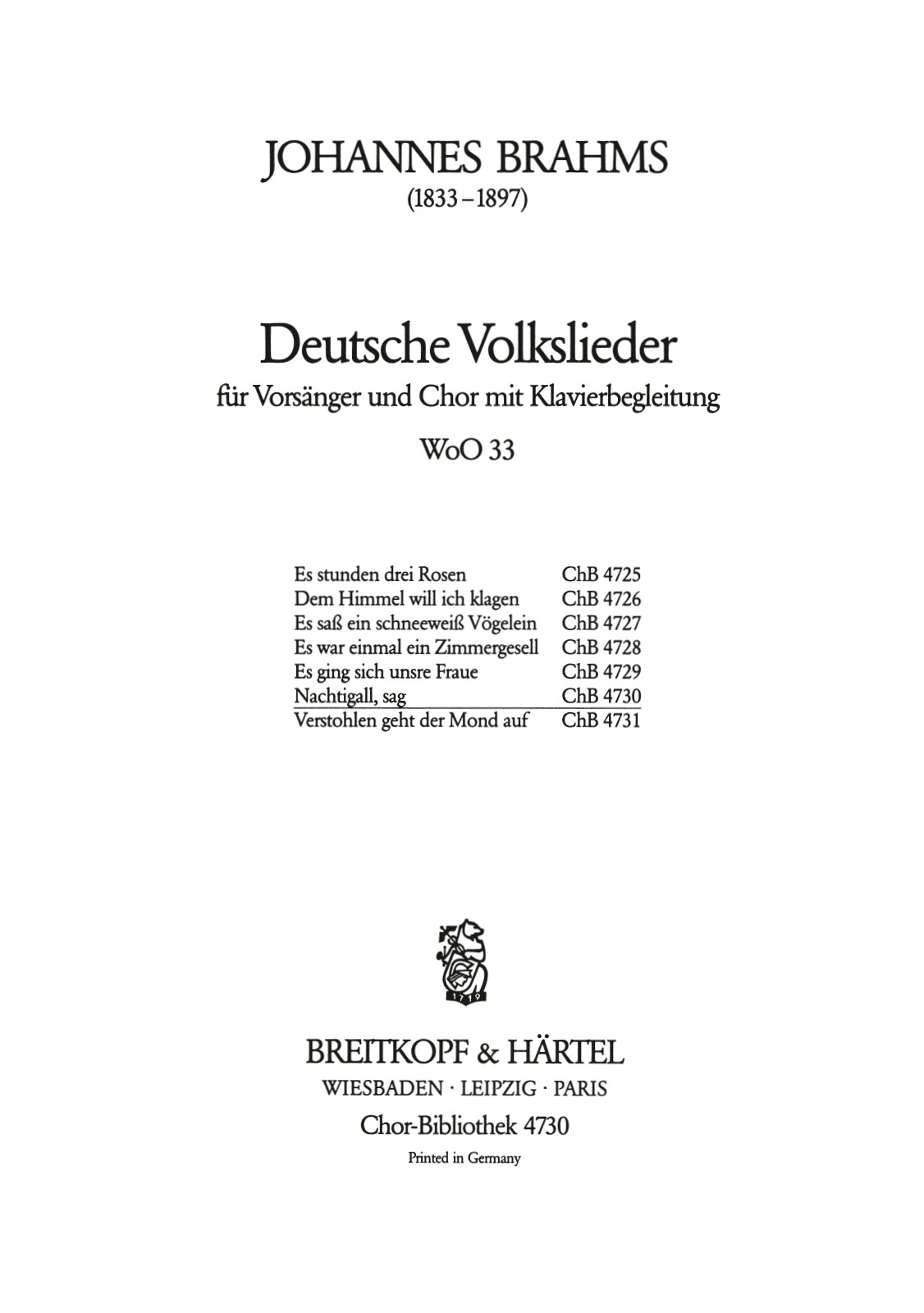 ChB 4730 - Deutsche Volkslieder WoO 33 - Cover