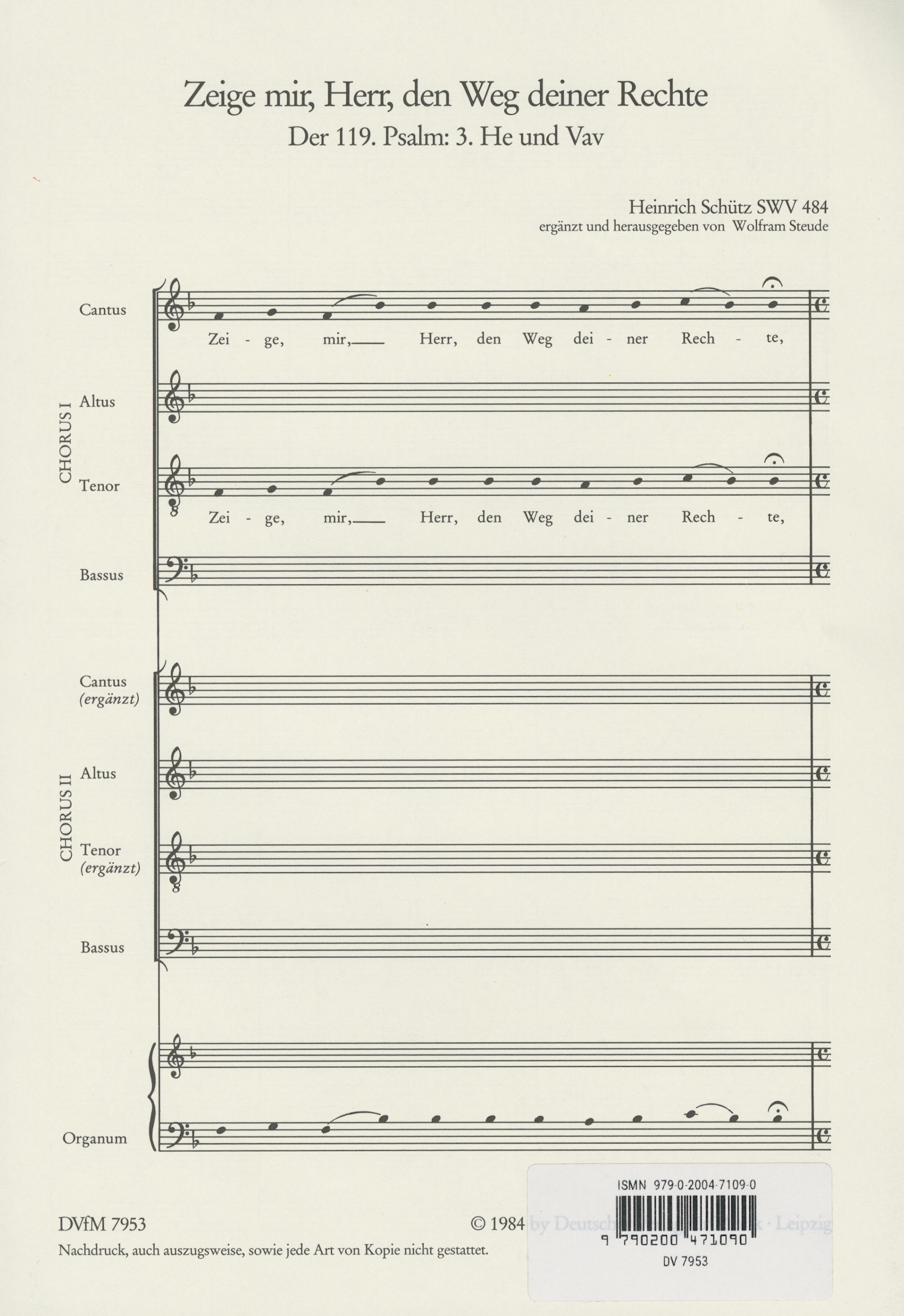 DV 7953 - Der Schwanengesang. Des Königs und Propheten Davids 119. Psalm - Cover