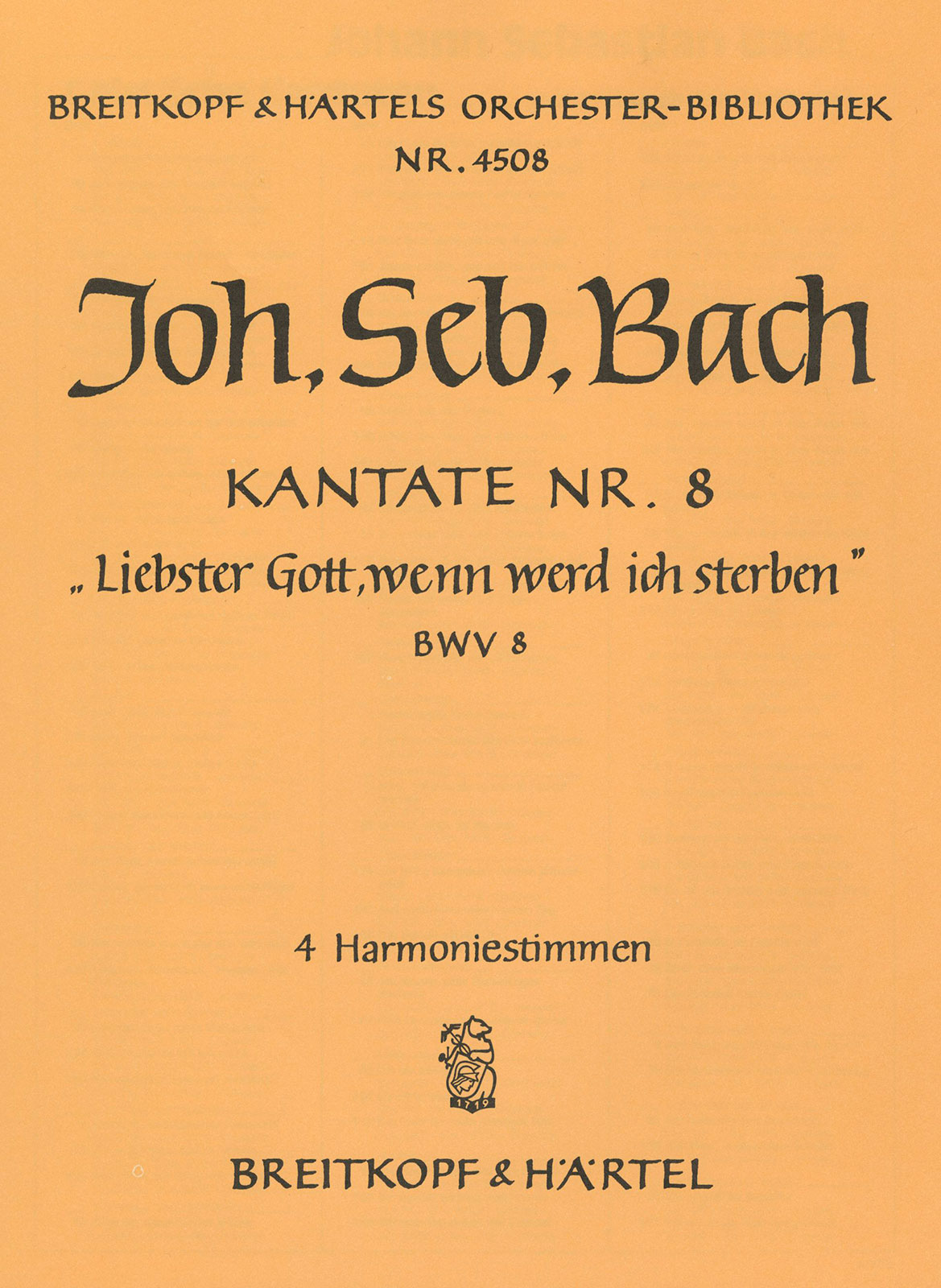 OB 4508-30 - Cantata BWV 8 “Gracious God, when wilt Thou call me” - Cover